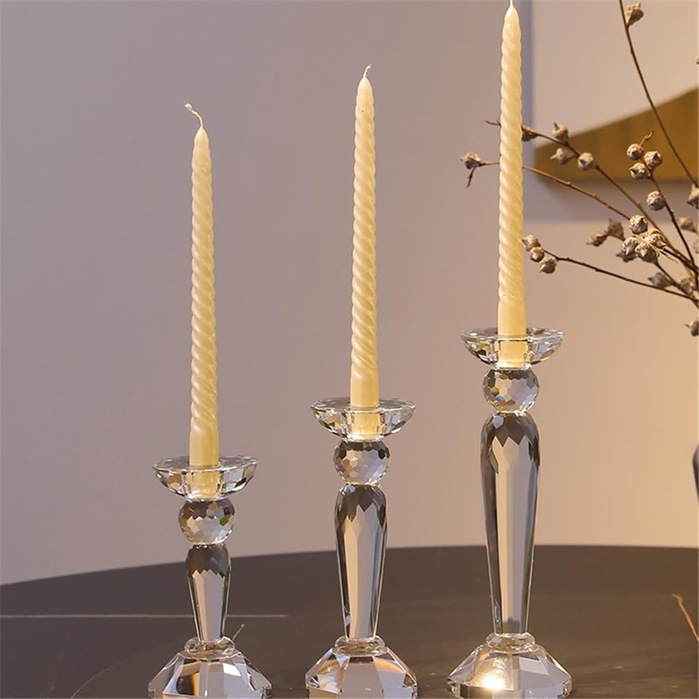 Candlestick Holders Creative Crystal Candlestick Elegant Candle Holder Centerpiece for Wedding, Church, Halloween, Dining, Home Decor Candle Holders(Small)