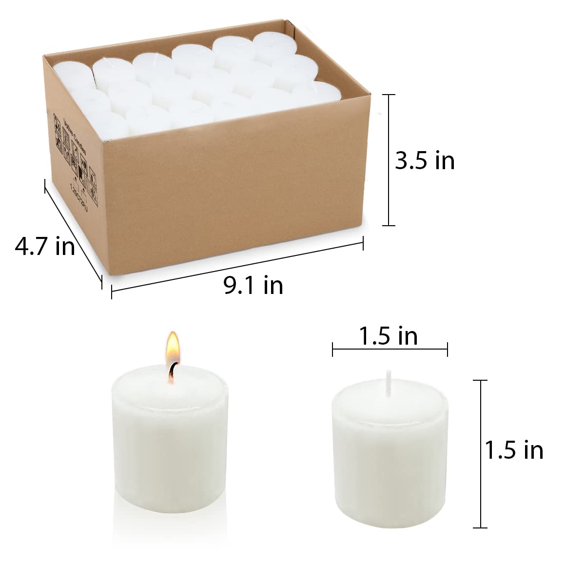 Yusevot Unscented White Votive Candles Bulk, 36 Packs Small 1.5 inch Wax Candles for Wedding, Party, Holiday & Home, 10 Hours Burning