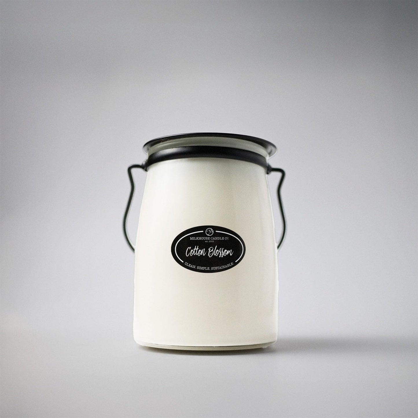 Milkhouse Candle Company Cotton Blossom Soy Candle - Cotton & Sea Grass | Dewy Violet | Powdery Musk Scented - 22 oz Butter Jar with Lid, 120+ Hours of Burn Time, Made in the USA