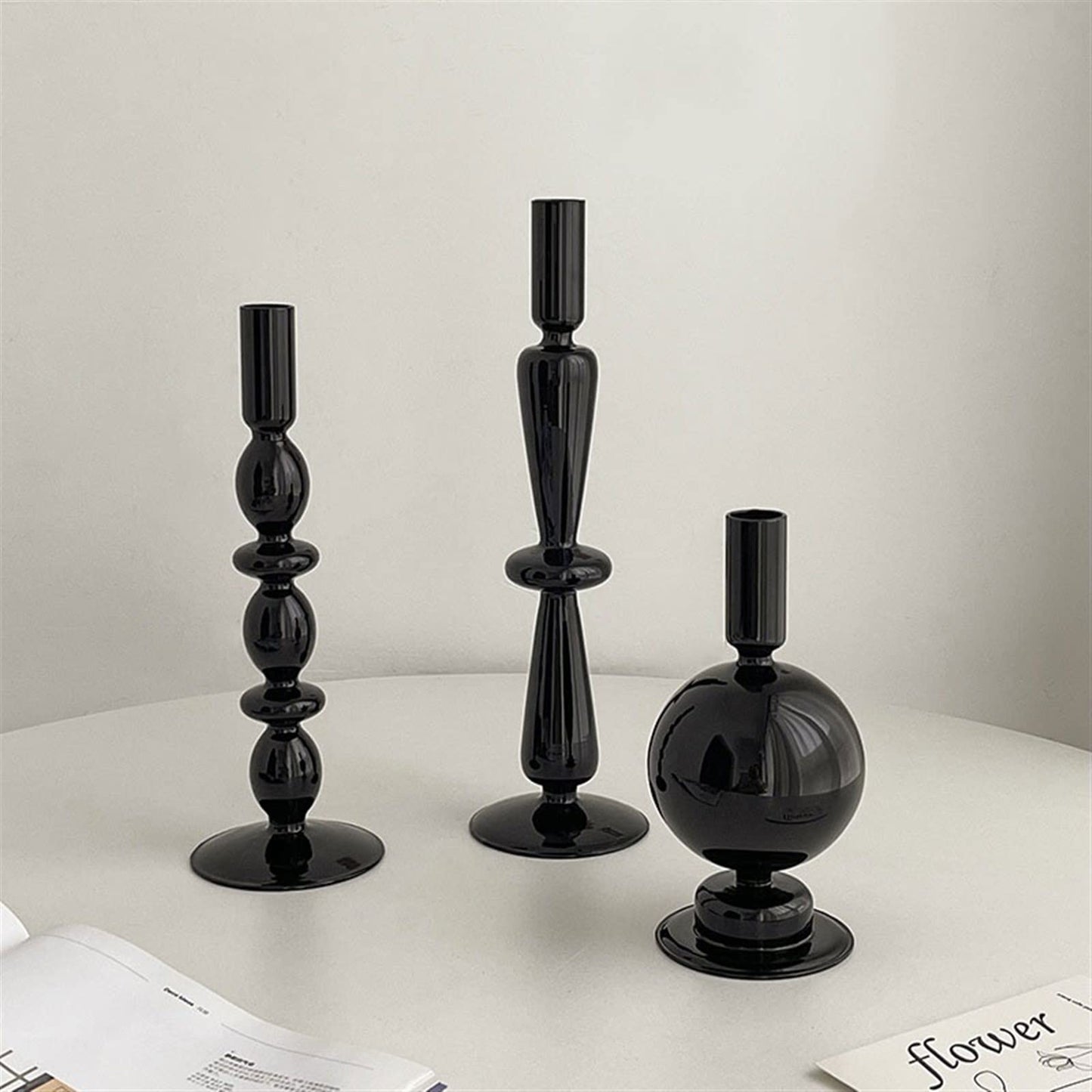 cfycfy987 Candelabra European Glass Candle Holders Light Luxury High-end Fashion Ornaments Miserable Decoration Candlestick Candle Sticks Holder(C)