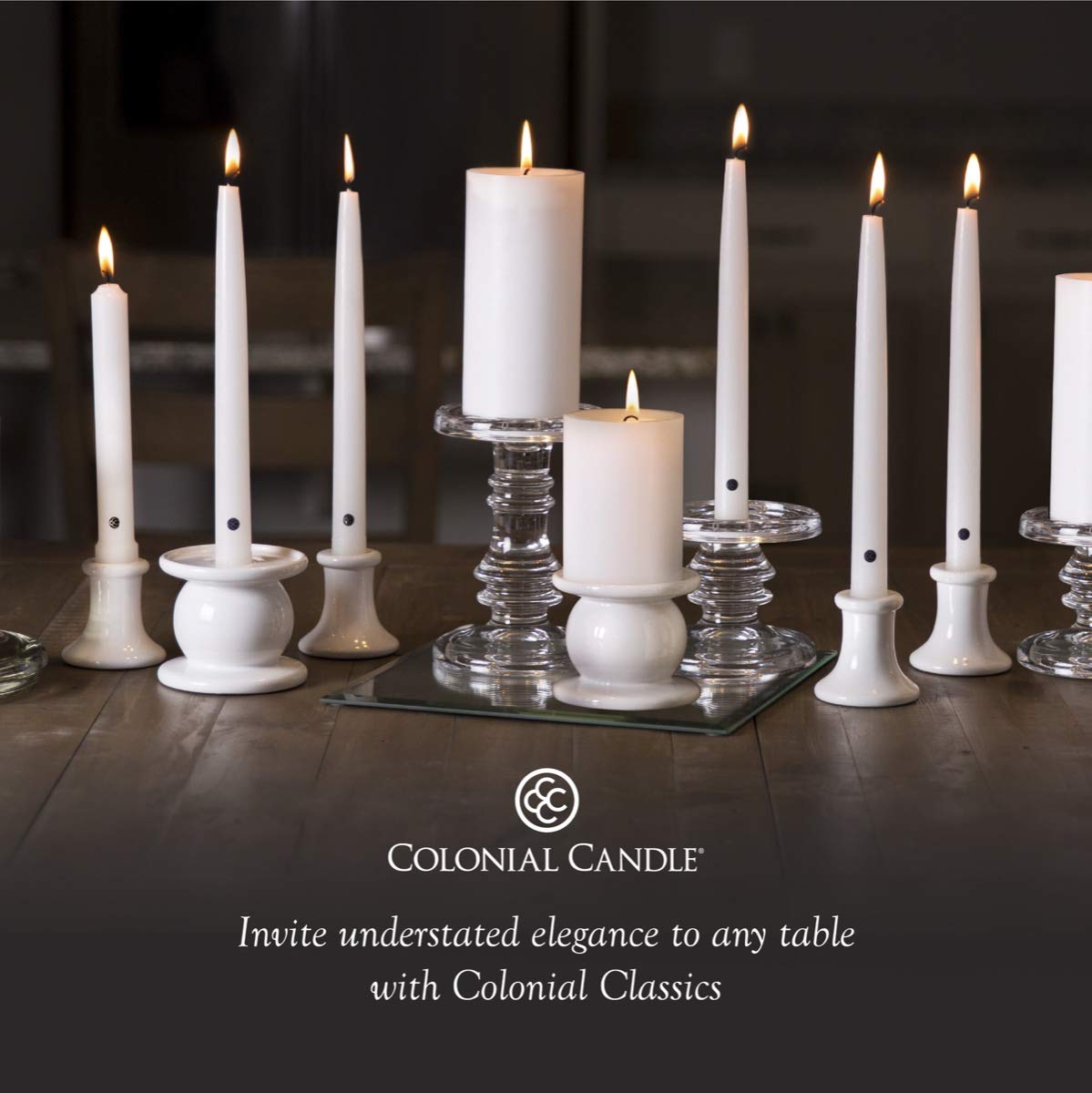 Colonial Candle Unscented Taper Candle, Classic Collection, Black, 10 in, Pack of 12 - Up to 8 Hours Burn