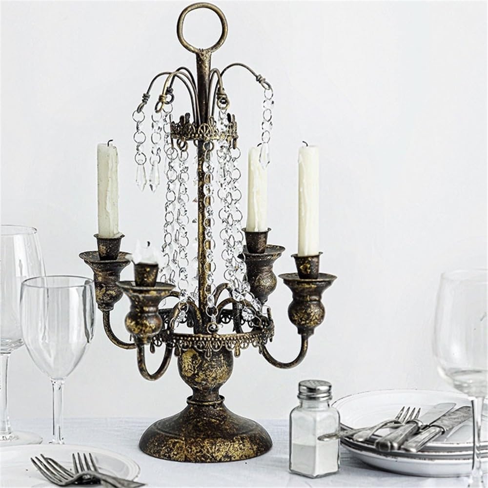 Candle Holders Retro Country Four Cup Candlestick, Romantic Iron Candle Holder for Home Decoration Decorative Candle Holder