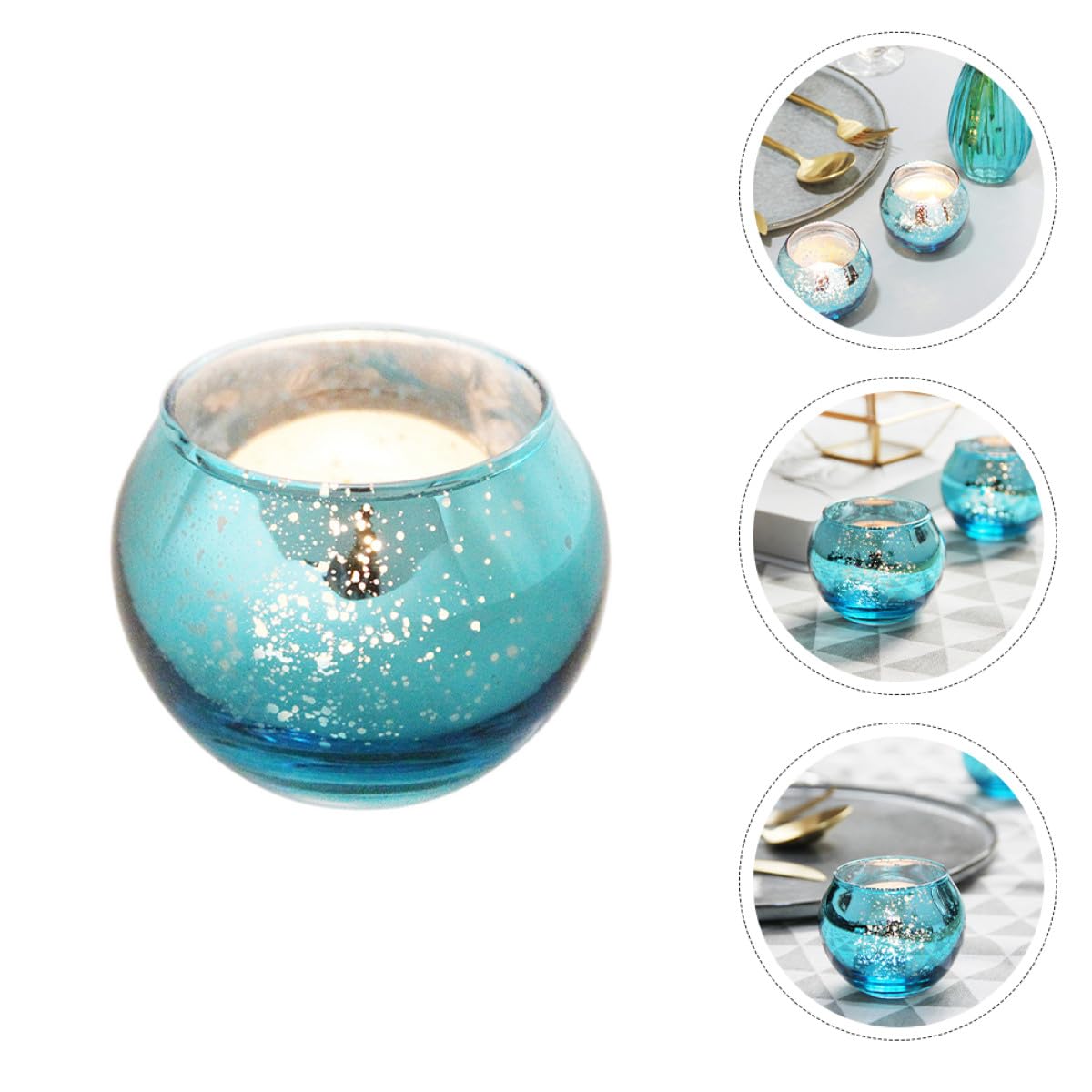 Cabilock 12pcs Glass Candleholders Small Round Votive Candle Cups Decorative Tealight Holders for Home Decor Wedding Centerpieces