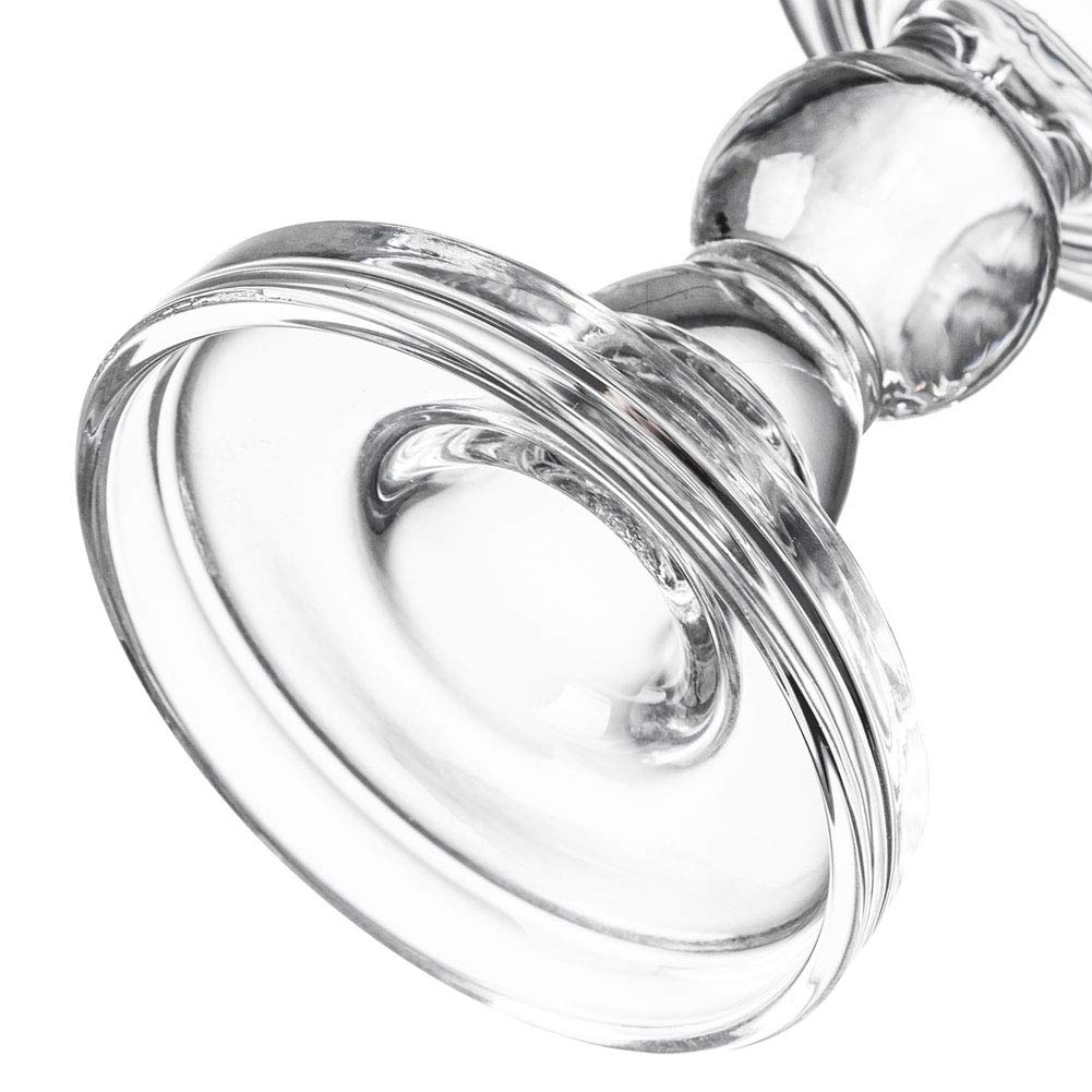 Teensery Glass Candle Holder Clear Pillar Candle Stand Candlestick for Home Wedding Party Decoration (Height 3.5")