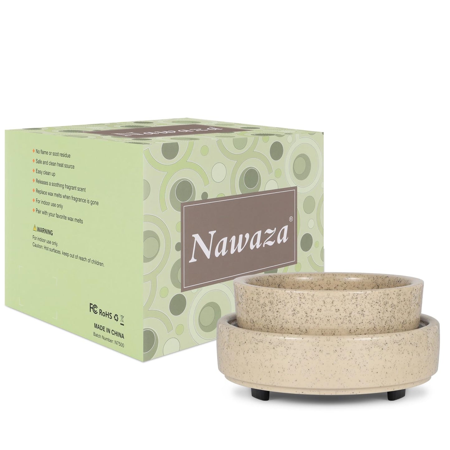 nawaza Ceramic Wax Melt Warmer Fragrance, 3 in1 Electric Candle Wax Warmer,Scented Wax Melt Wax Cubes Melter Fragrance Warmer for Home,Office,Gift (Beige)