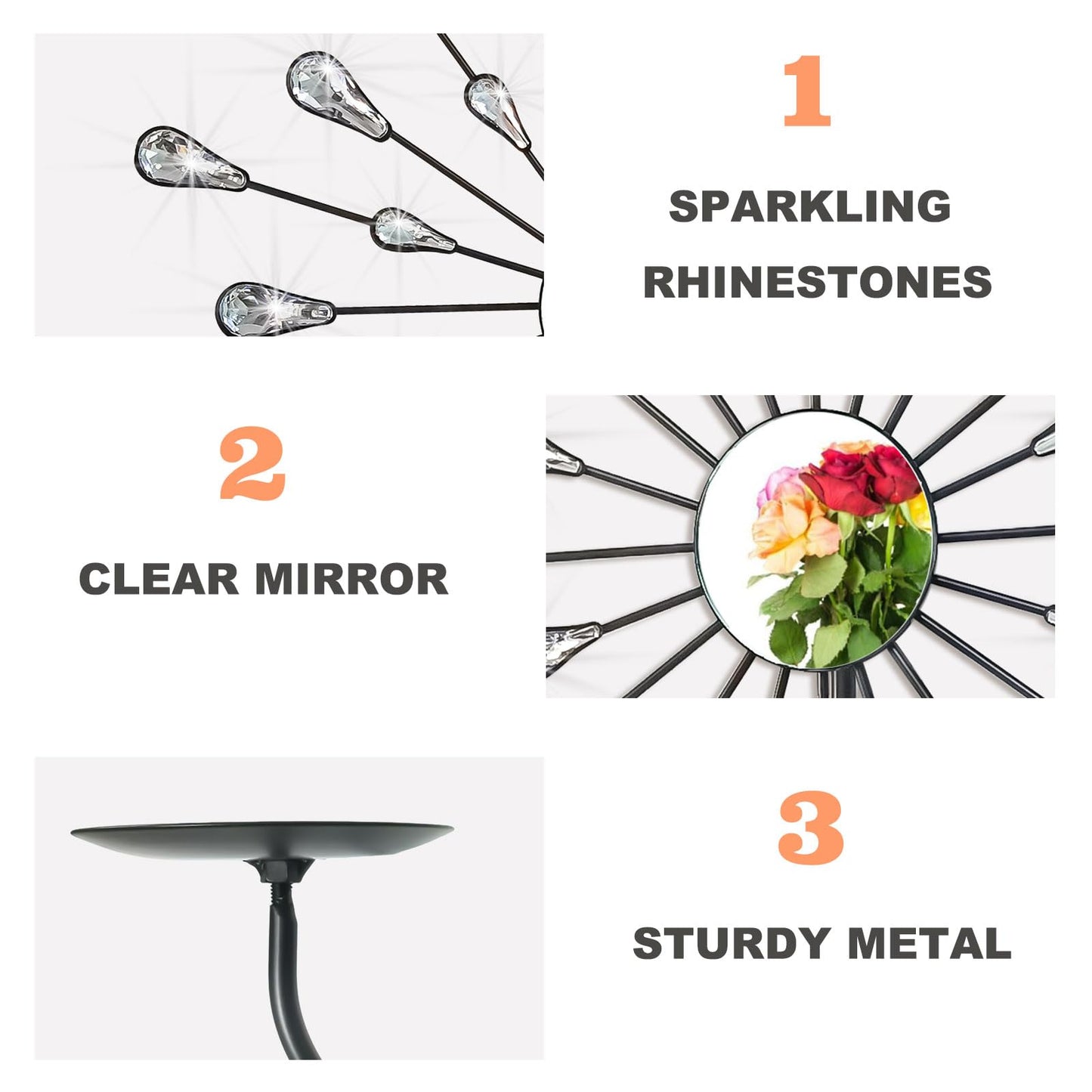 ZEXUIRU 2 Set Starburst Candle Sconces for Wall Decor Living Room Bedroom Dining Room Metal Bling, Crystal, Mirrored Modern Wall-Mounted Candle Sconce Holders Hanging Decor-Silver 13in