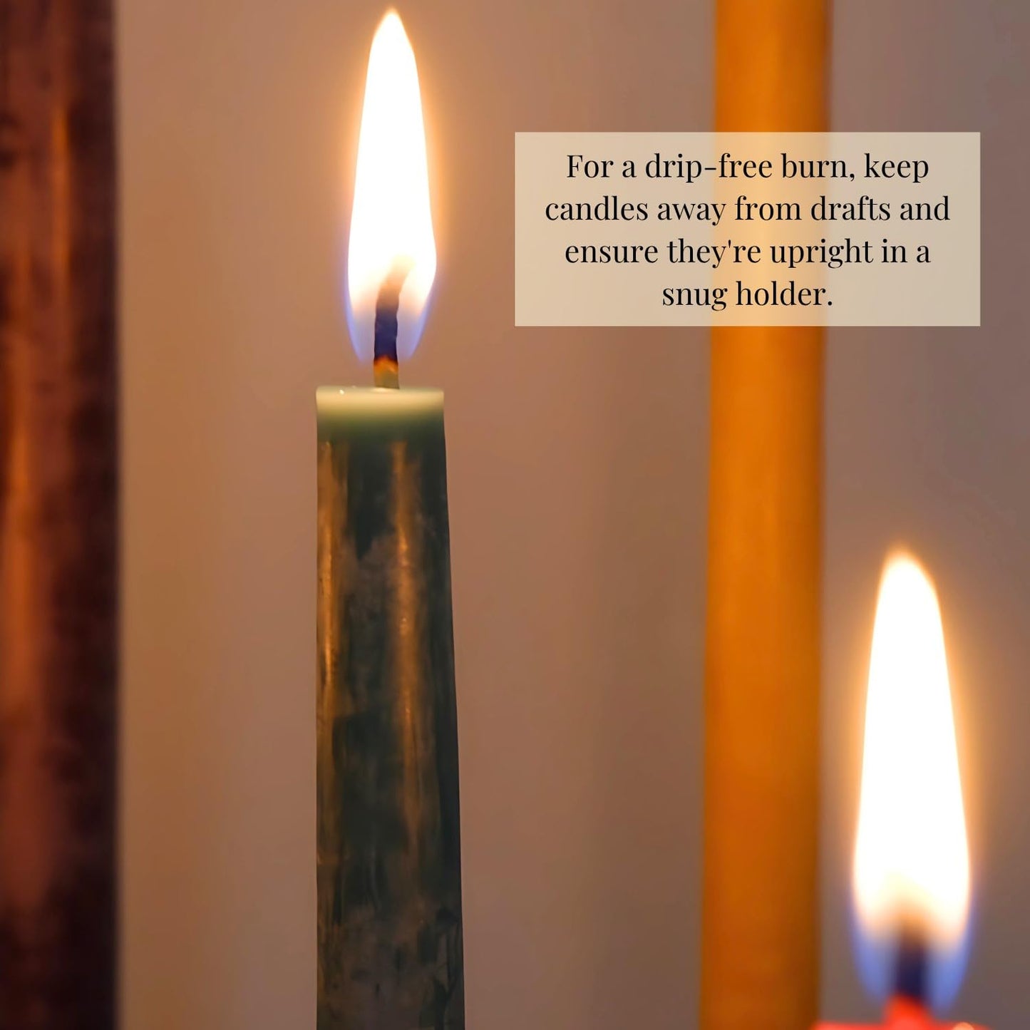 Candlestock Beeswax Taper Candles – 1/2" Diameter, Pure 100% Natural USA Beeswax, Cotton Wick, Dripless, Long-Burning, Handmade in Woodstock- 1 Pair of Half Inch Tapers (Red, 6 Inch)