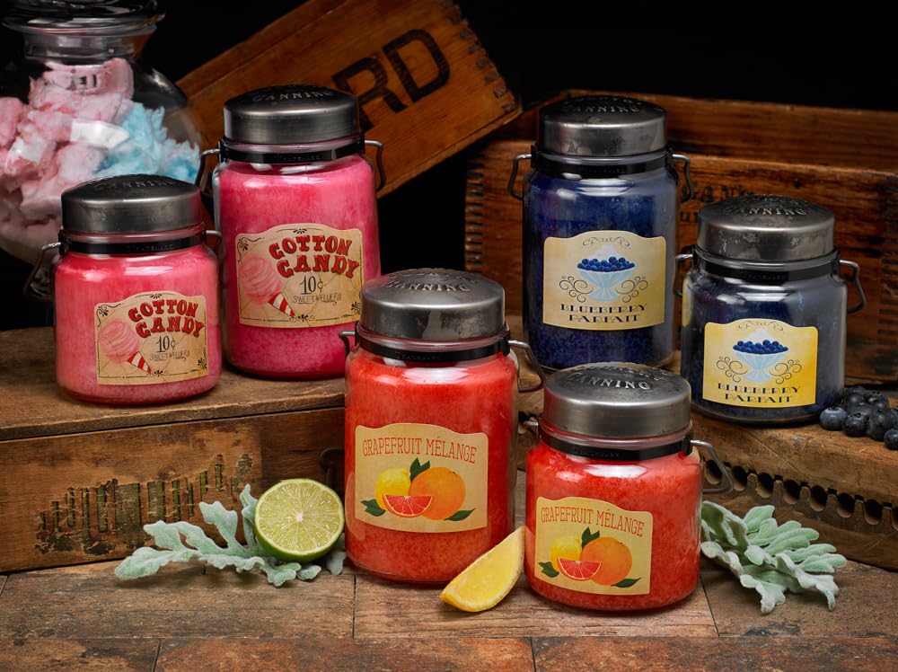McCall’s Candles | Cotton Candy | 16 oz Scented Candle | USA-Poured | Vintage Rustic Jar with Carrying Handle | Sweet Whimsical Carnival Fragrance