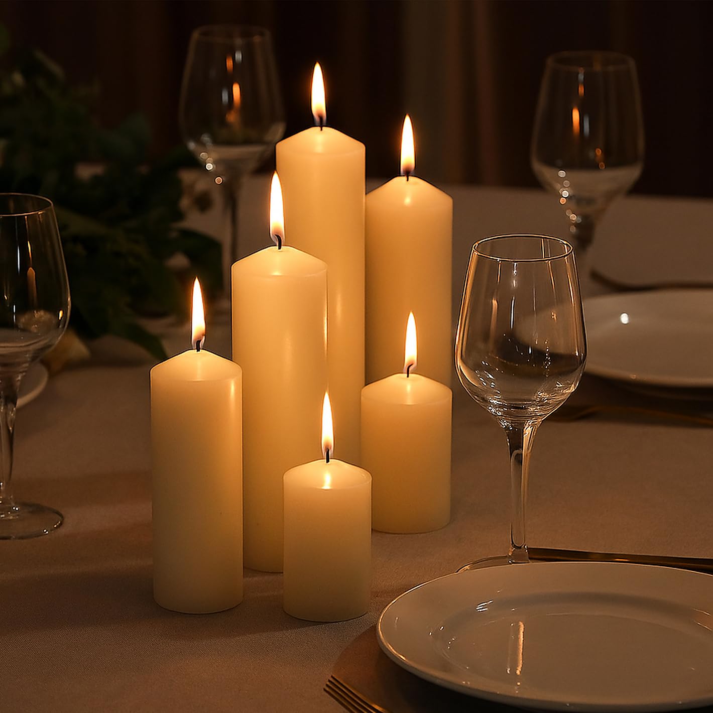 Veiuwa 18 Pcs White Pillar Candles Bulk Set,Hurricane Candles,2x3 2x4 2x6 Inch - 12 Each Size,Dripless Unscented Smokeless,Gives You a Better Atmosphere When Organizing an Event Party.