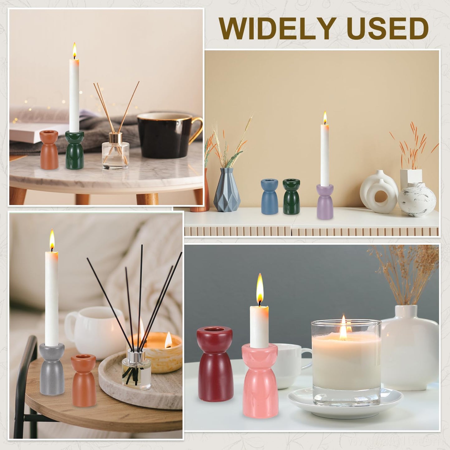 uxcell 2 Pack Candlestick Holder Bright Orange Ceramic Taper Candle Holder Candle Stand Holders Modern Style Decoration for Centerpiece Tabletops Anniversary