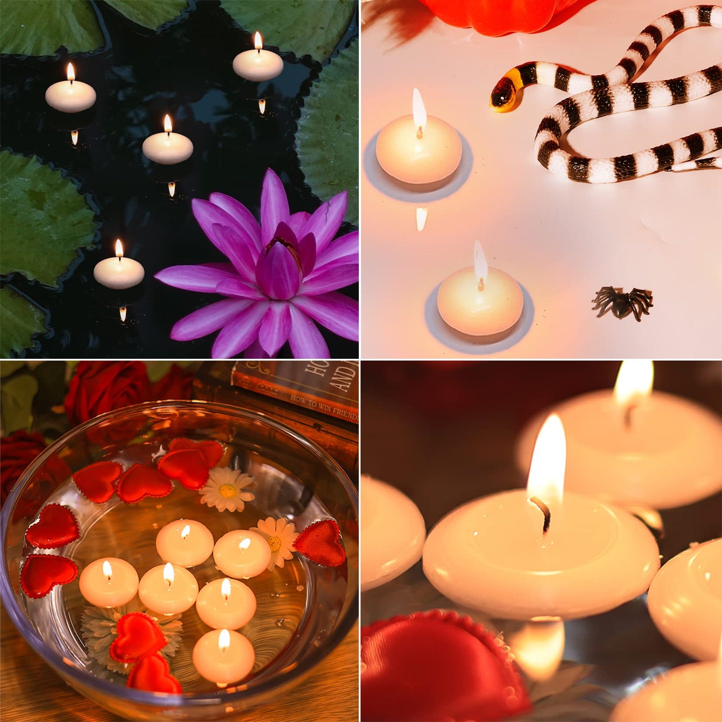 Floating Candles Centerpieces - 20 Pack 2 Inch Floating Candles for Centerpieces, Nice for Halloween, Christmas, Thanksgiving, New Year & More - Good for Home Decor & Centerpieces (White)