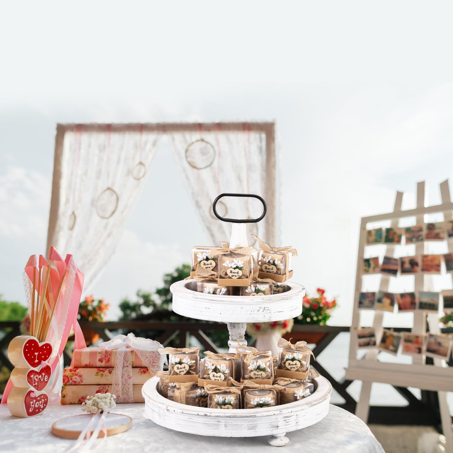 Retisee Wedding Candle Favors for Guests Bridal Shower Wood Memorial Tealight Candle Holder Thank You Gifts Handmade Candles for Wedding Baby Shower Housewarming Table Centerpiece(24 Sets)