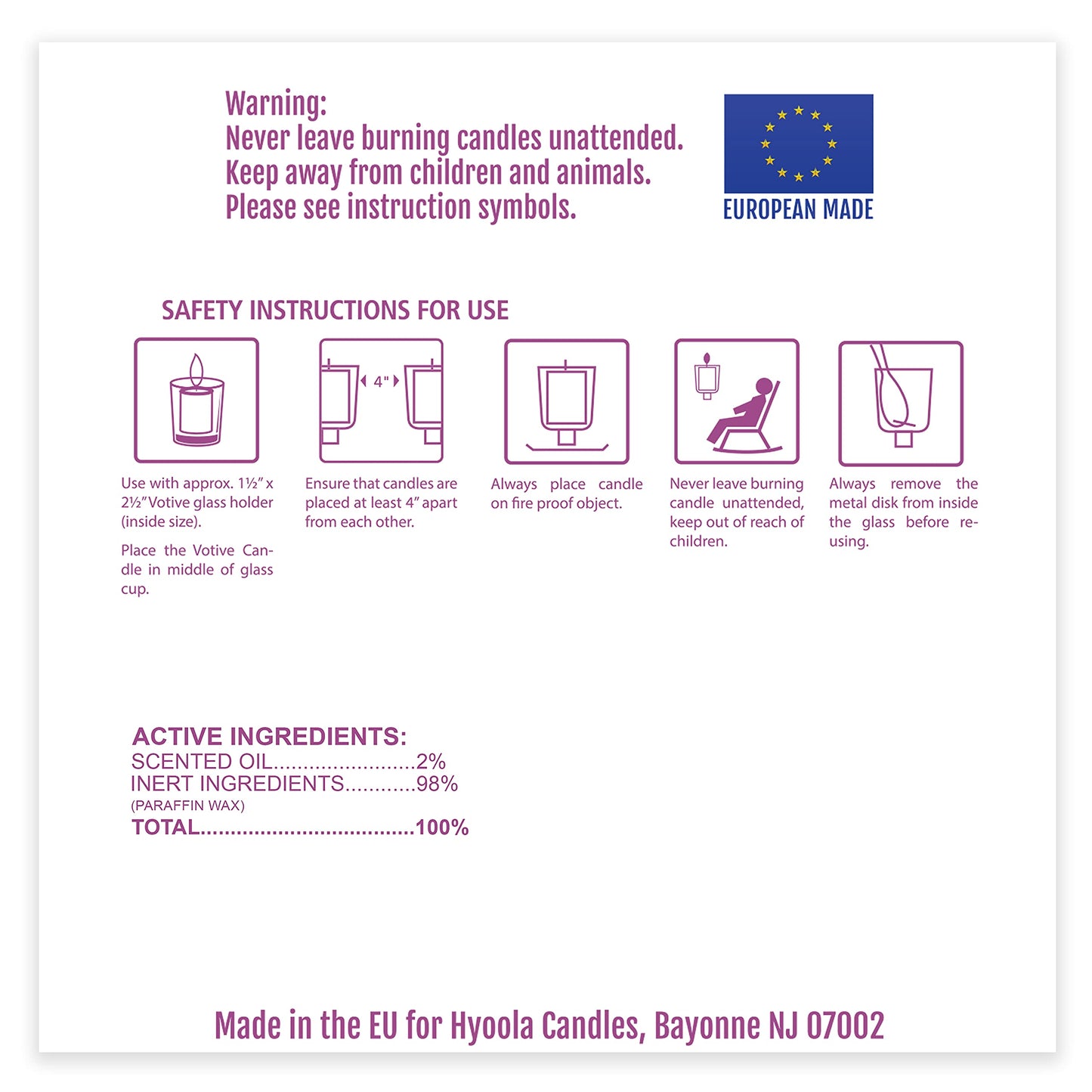 HYOOLA Scented Votive Candles - Wellness Votive Candles -12 Hour Burn Time - 9 Pack - European Made