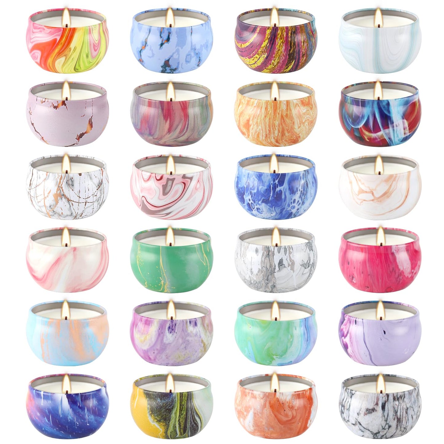 WPONSZU Scented Candles Gifts Set 24 Pack Soy Wax Travel Tin Jar Candles for Home 2.5 OZ jar Candles for Mom for Christmas, Birthday, Thanksgiving, Mother's Day