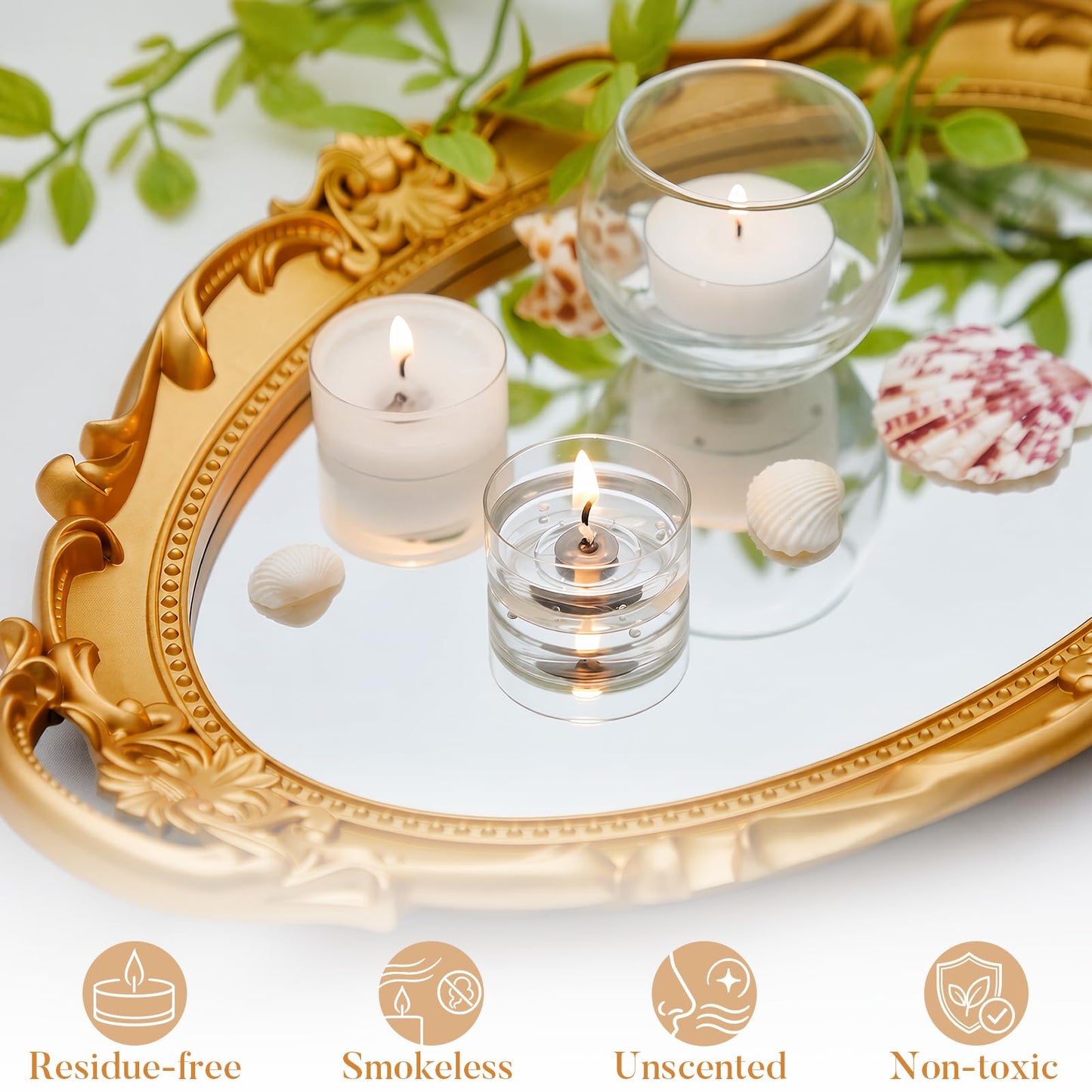 Ashlux Unscented Candle Set, 4H Tea Lights | Unscented Dripless Smokeless Clean Burning Long Lasting Candles for Wedding Home Decor Dinner Church Holiday