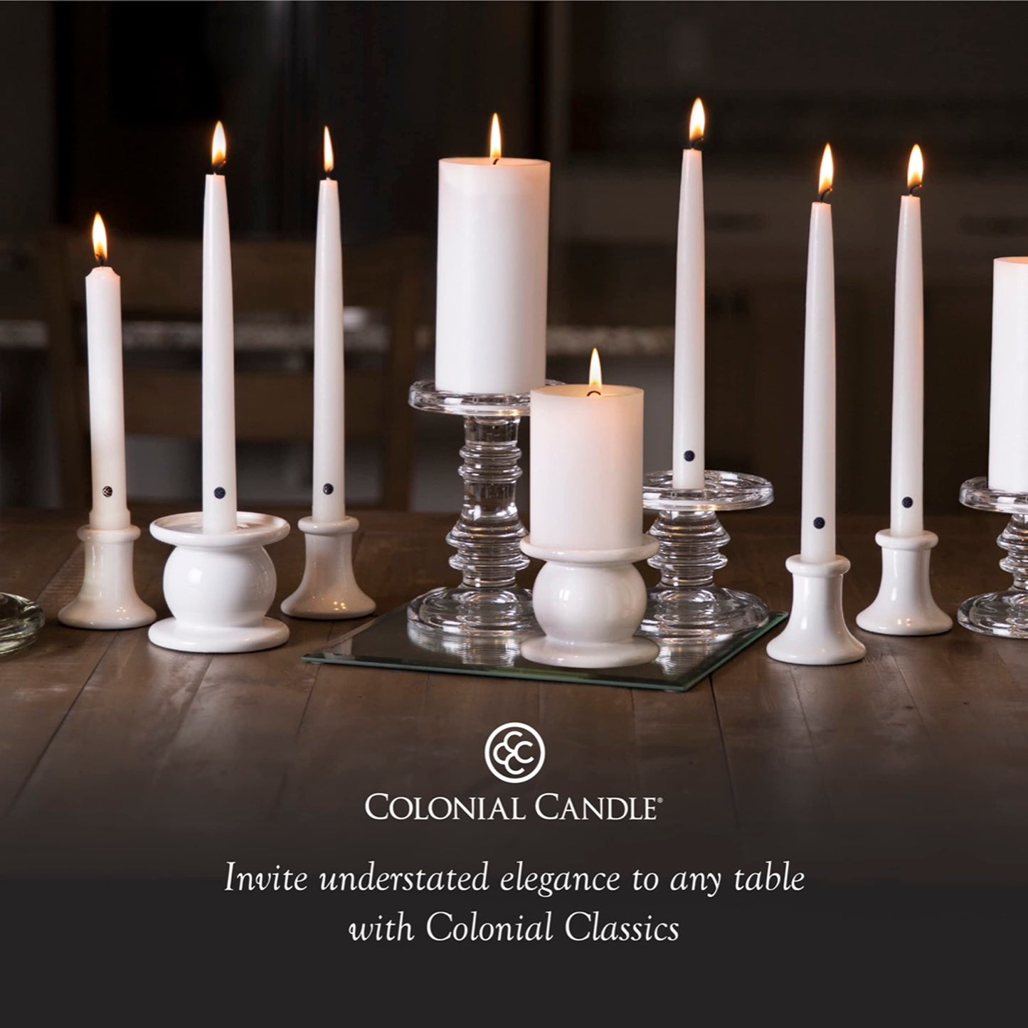 Colonial Candle Unscented Taper Candle, Classic Collection, Wedgewood, 10 in, Pack of 12 - Up to 8 Hours Burn