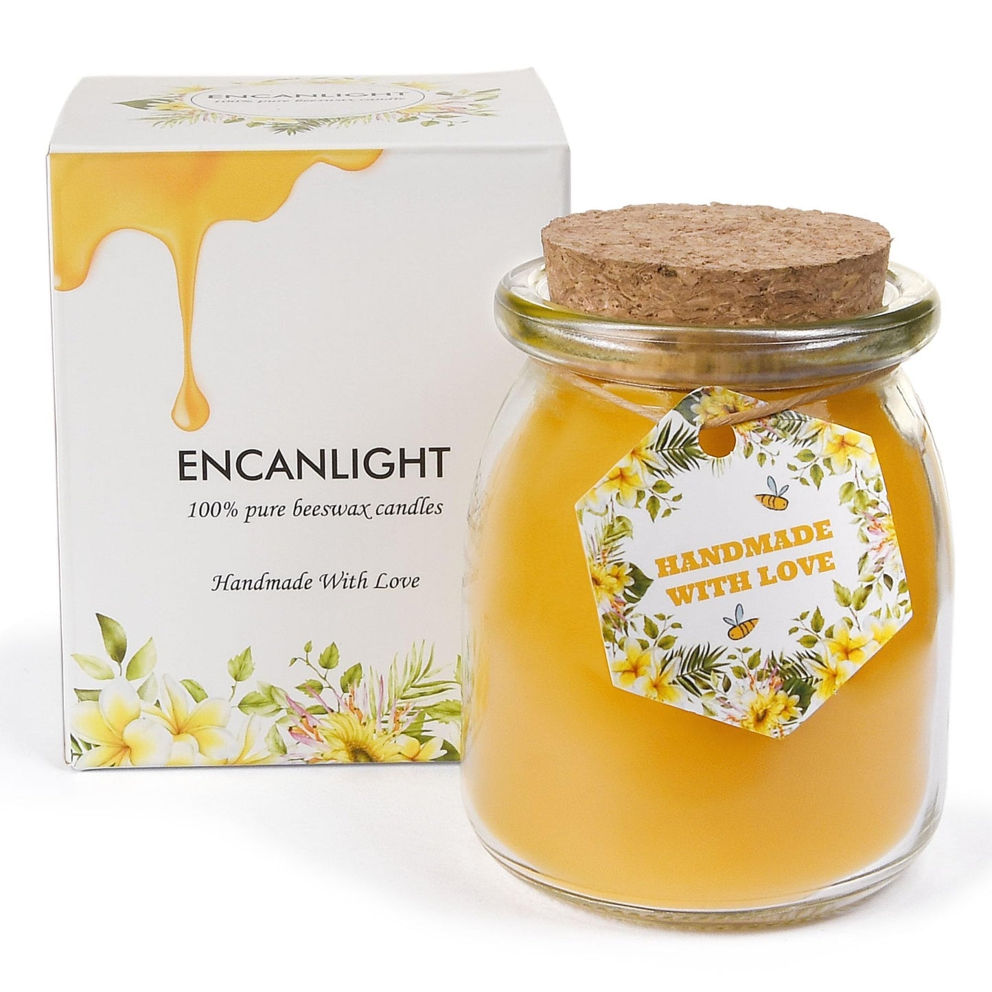 Natural Beewaxs Candles, Unscented Beewaxs Candles in Glass Cup, 6.8oz 32 Hours Long Lasting, Pure Cotton Wick and Stress Relief, Home Gifts(Yellow,1pcs)