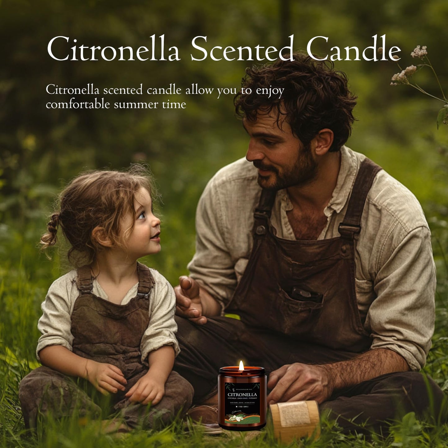 Citronella Candles Set, Indoor Outdoor Lemongrass Scented Candles,Natural Soy Wax Jar Candle, 200-Hour Burn Time, 28 oz (4 Pack)