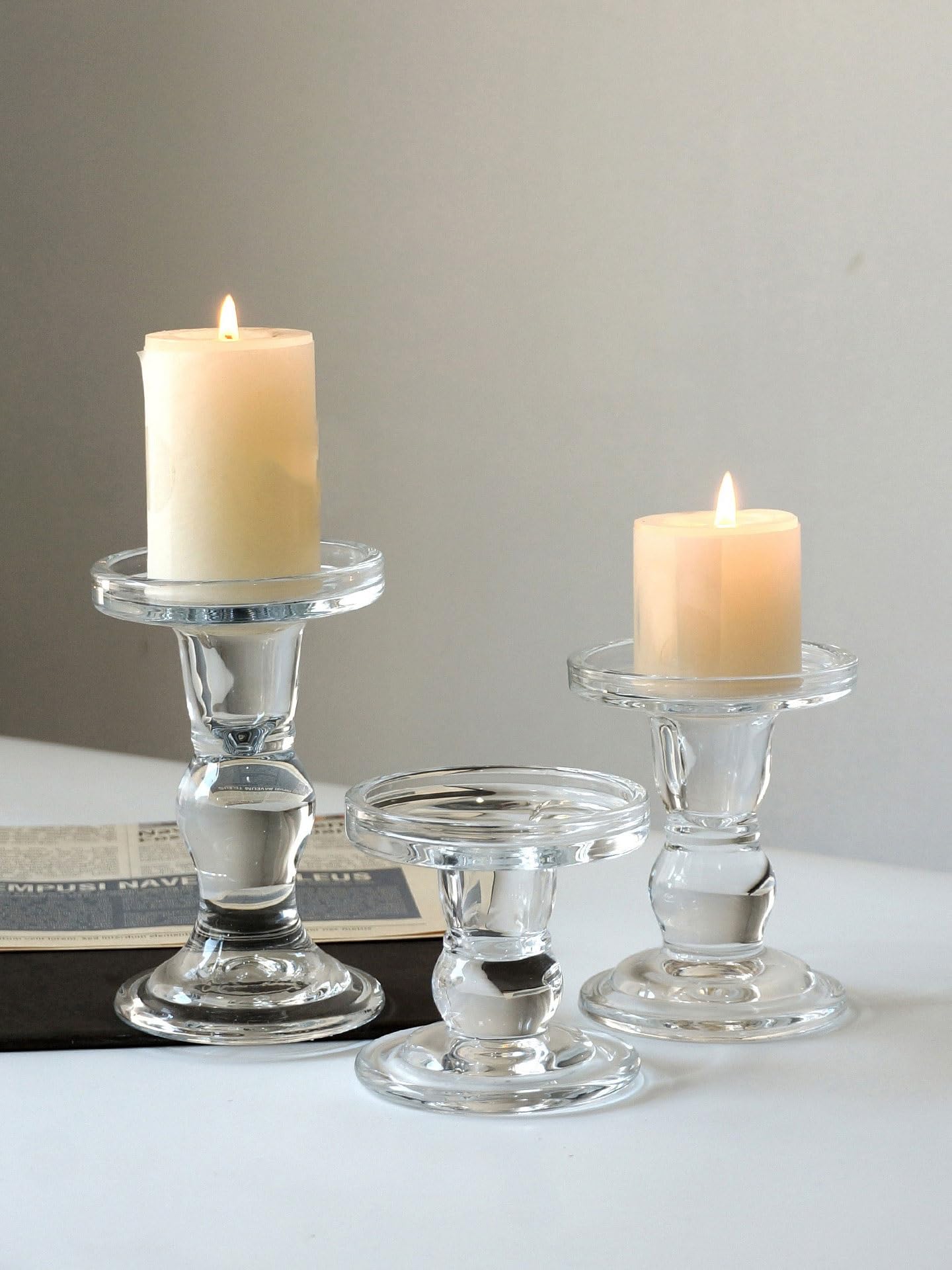 Candlestick Holders Glass Candle Holder, Candlelight Dinner Decoration, Aromatherapy Candle Holder Candle Holders(Medium)