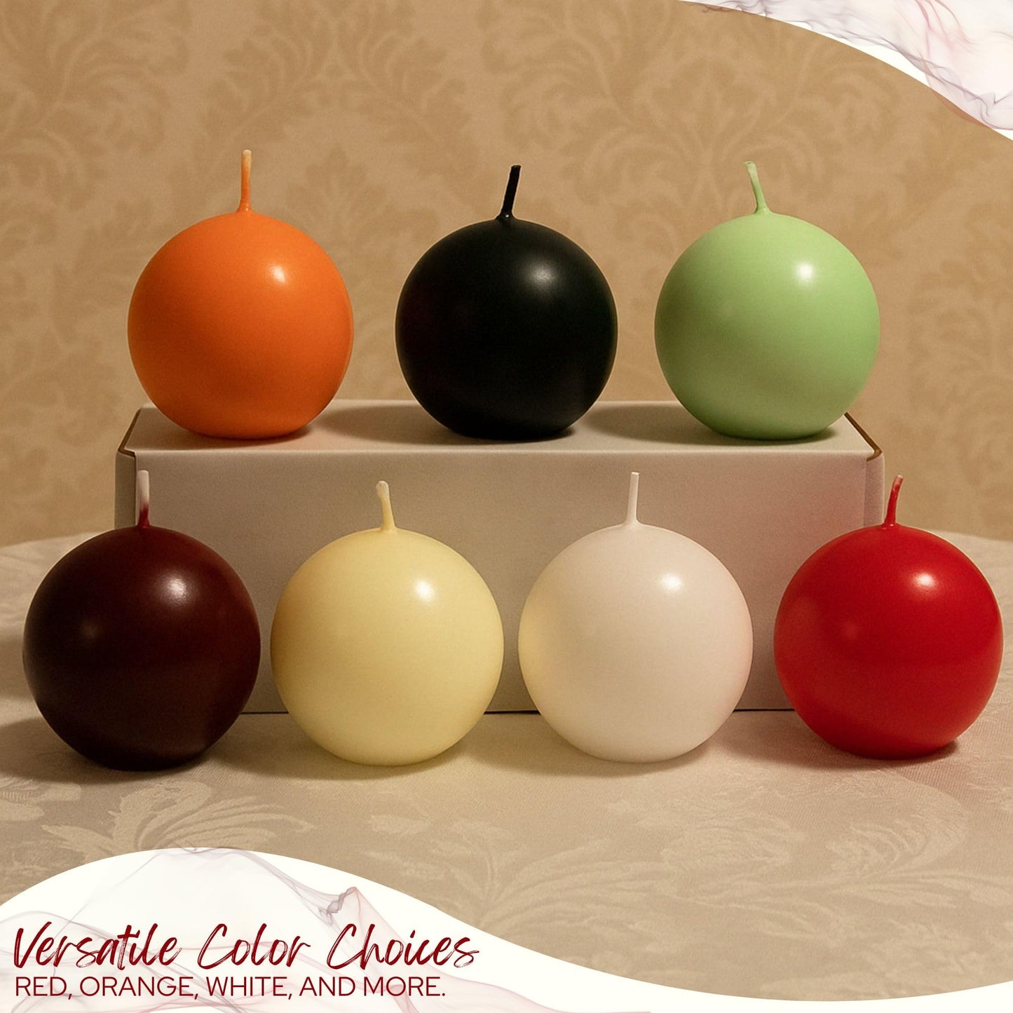 Biedermann & Sons Black Round Candles (Set of 4), Unscented Dripless Balls, 2.5" Spheres, 8 Hour Burn, Thick Set for Centerpiece Clusters and Home Accents