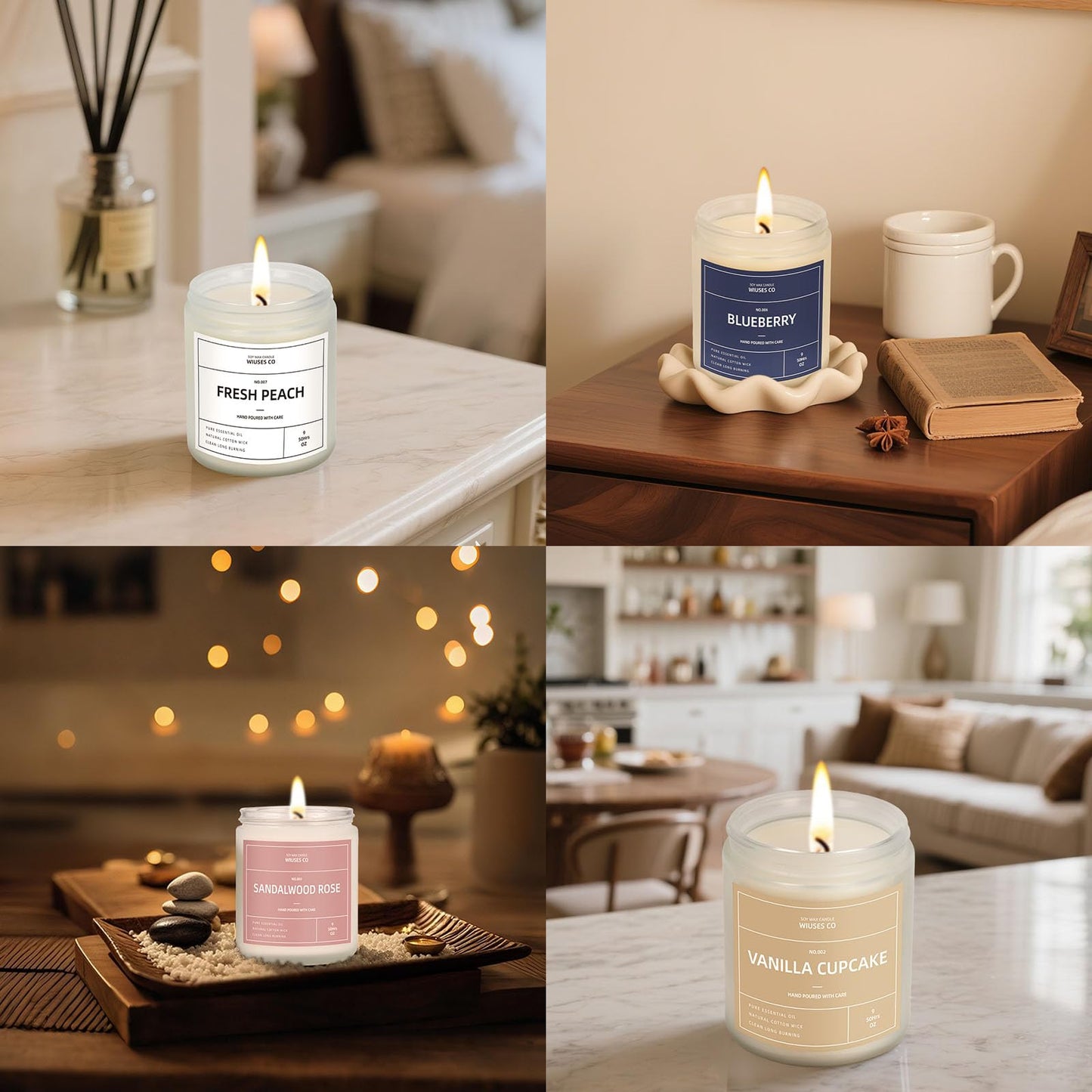 White Tea & Jasmine Candle for Home Scented| Natural Soy Non Toxic Candles| Long Clean Burning Aromatheraphy Jar Candel| Women,Men Gift for Autumn,Winter, Halloween,Relaxing| 9oz