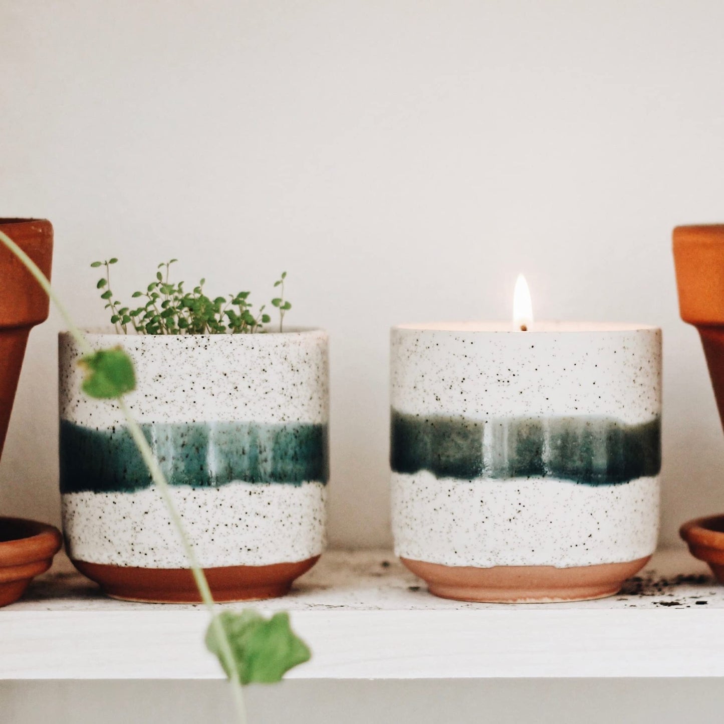Hyggelight - The Growing Candle, Coffee Scented, 8.5oz Ceramic Pot, Aromatherapy Candles, 100% Soy, Cream and Espresso Aroma for Home, Edith