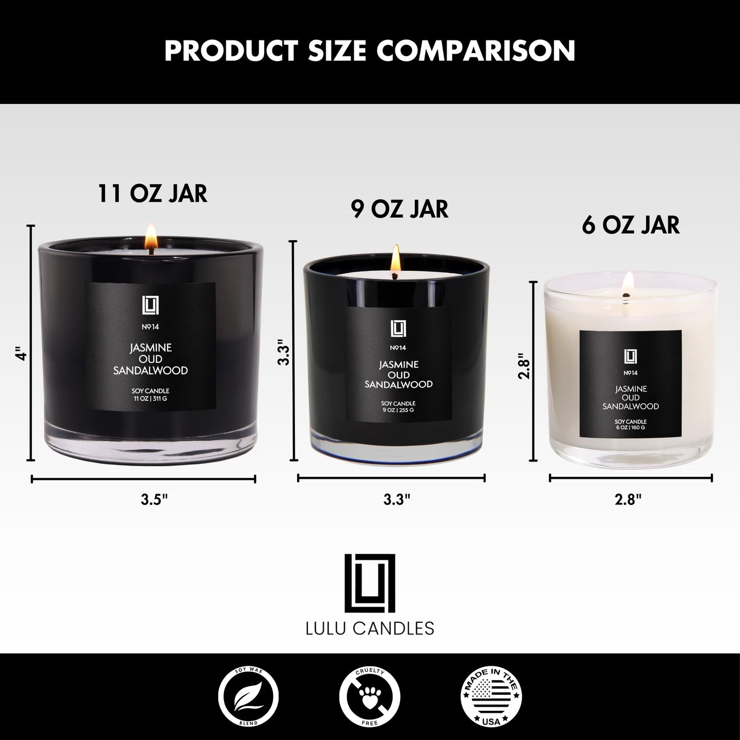 Lulu Candles | Smoked Bergamot | Smells Smokey and Citrusy | Luxury Scented Soy Jar Candle | Hand Poured in The USA | Highly Scented Long Lasting (9 Oz.)