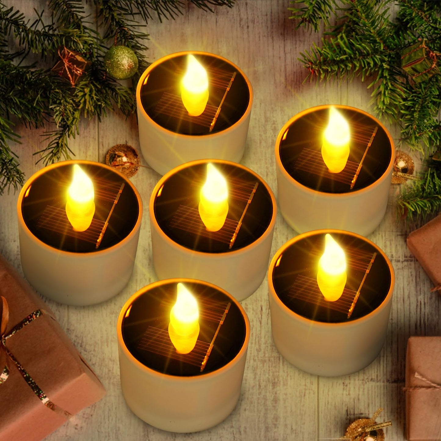 Solar Tea Lights Outdoor Waterproof - 10 Pack Flameless Flickering Solar Candles Reusable LED Tea Light Candles Rechargeable Dusk to Dawn Lighting for Lanterns Garden Camping Home Decor, 2.3''x2.1''
