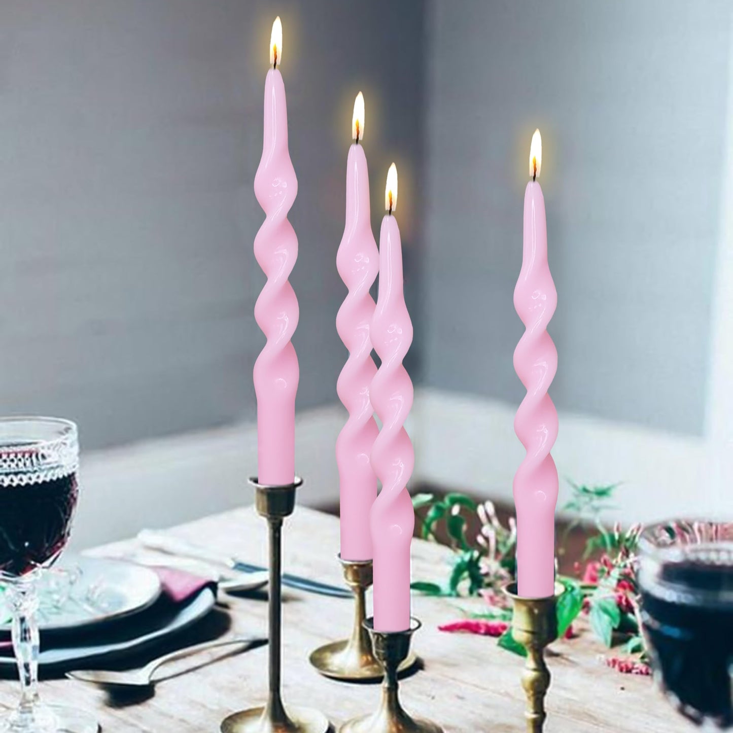 Spiral Taper Candle Twisted Candlesticks Pastel Candle Sticks Long Tapered Candles Unscented Twirl Candle Tall Smokeless Candle for Home Décor Weddings