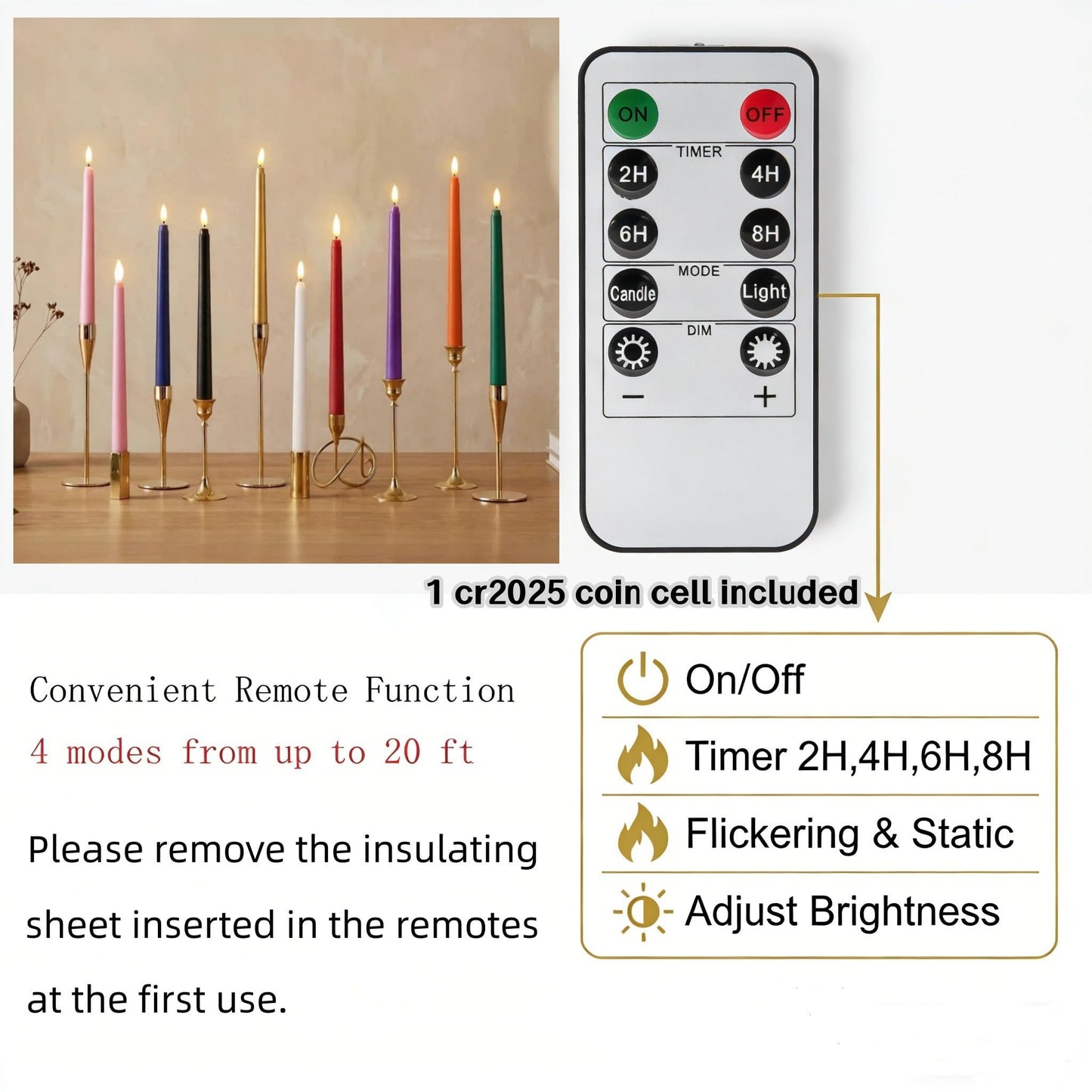Ni-JASW Purple Flameless Taper Candles with Remote, Flickering Battery LED Candlesticks Home Decor Set of 12