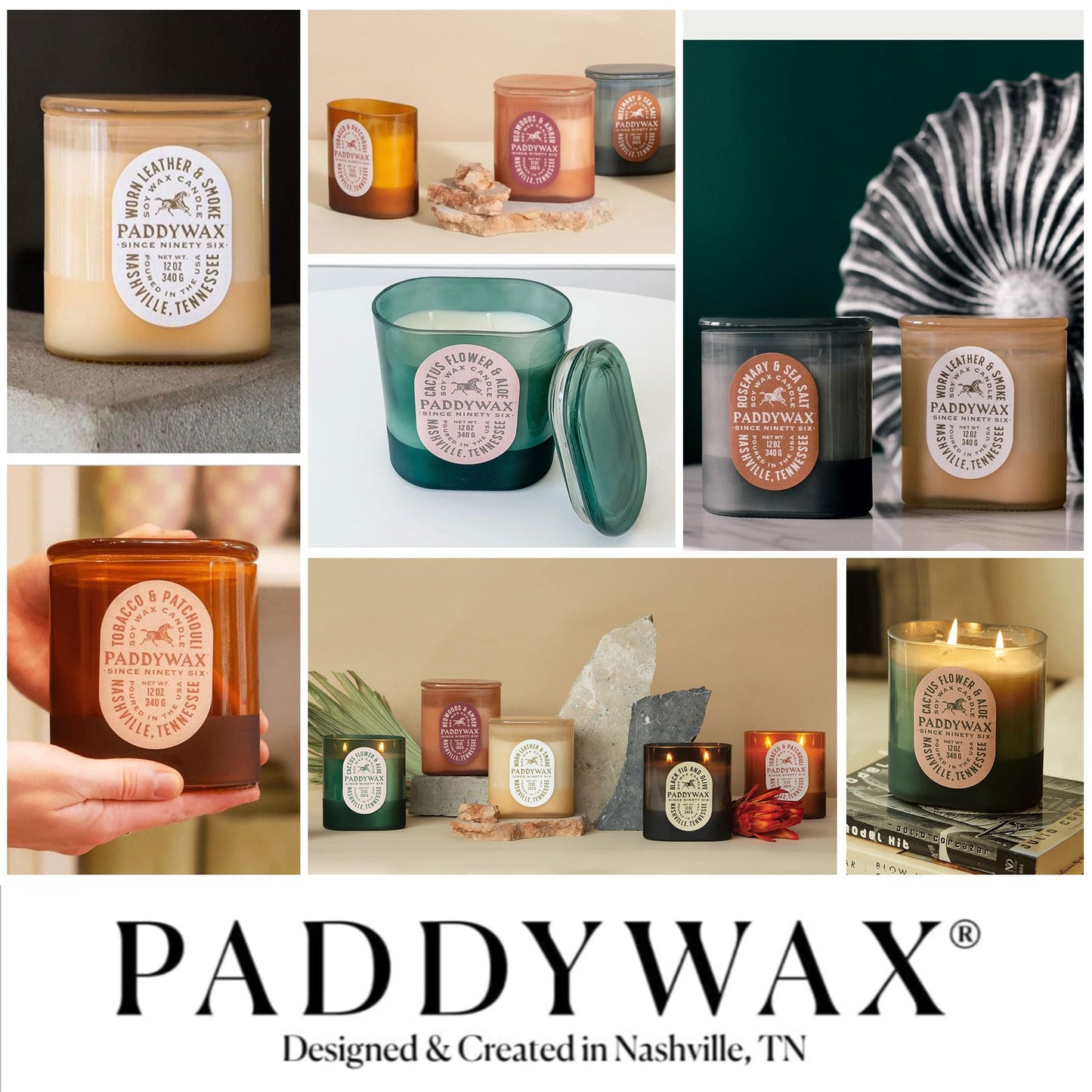Paddywax Vista Scented Candle with Lid in Reusable Tonal Glass Jar, Clean-Burn 2-Wick Soy Candle with Approx. 84 Hour Burn Time, Decorative Gift Candles for Home, Black Fig & Olive, 12 oz