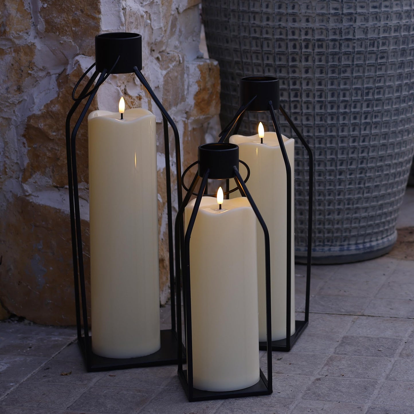 AFINETH 4" x10" Outdoor Flameless Candles Waterproof, Large Battery Operated Candles with Remote, Plastic Flickering LED Candles for Garden Patio Porch Home Party, Ivory 1Pack