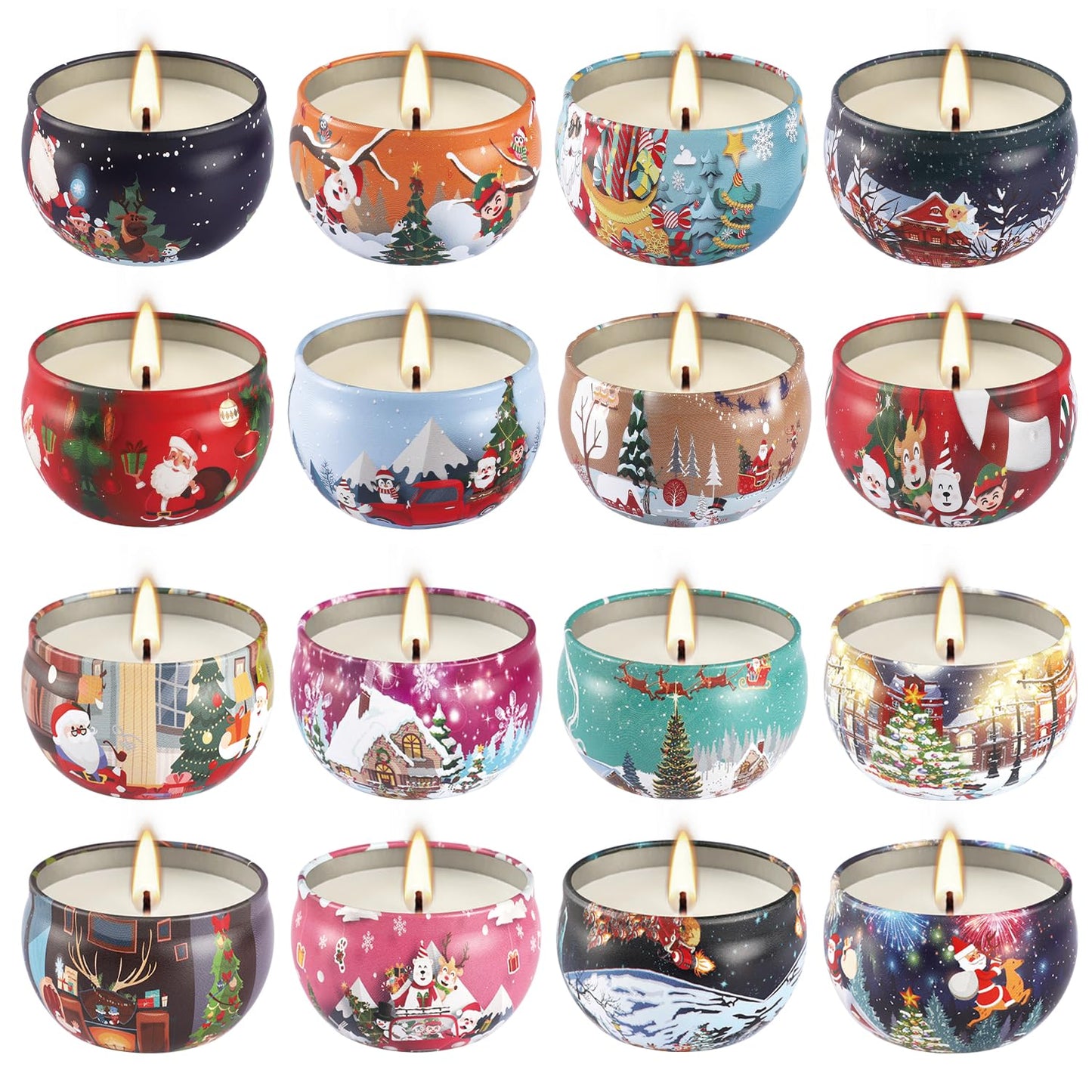 16Pack Christmas Scented Candles Gift- Aromatherapy Candle-Soy Wax-Long Lasting Burn time, Christmas Thanksgiving Gifts for Women,Advent &Home Decor.