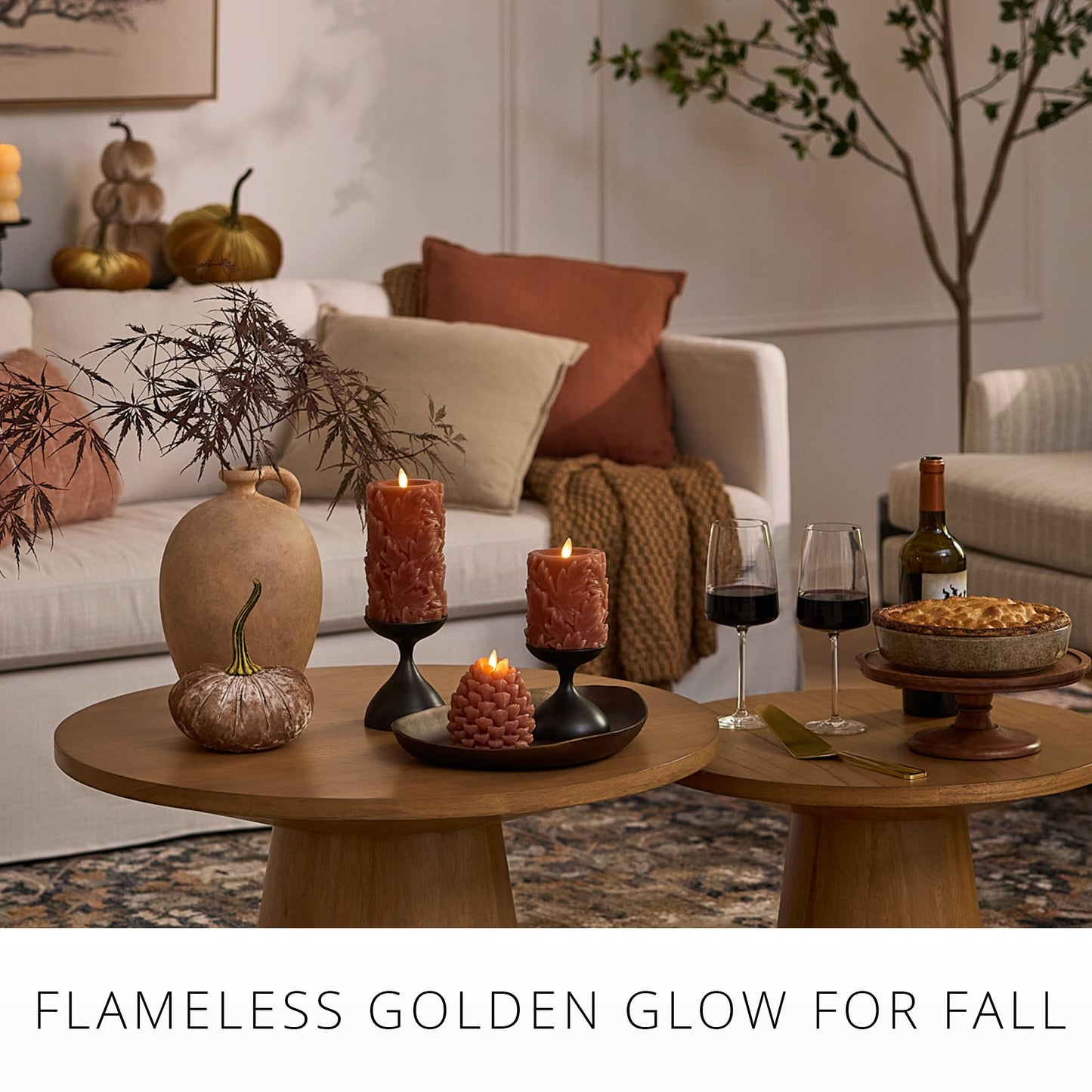 Luminara Flameless Candle Taper (1" x 9.5") Melted Top Real Wax Unscented Remote Ready Timer (Caramel Café)