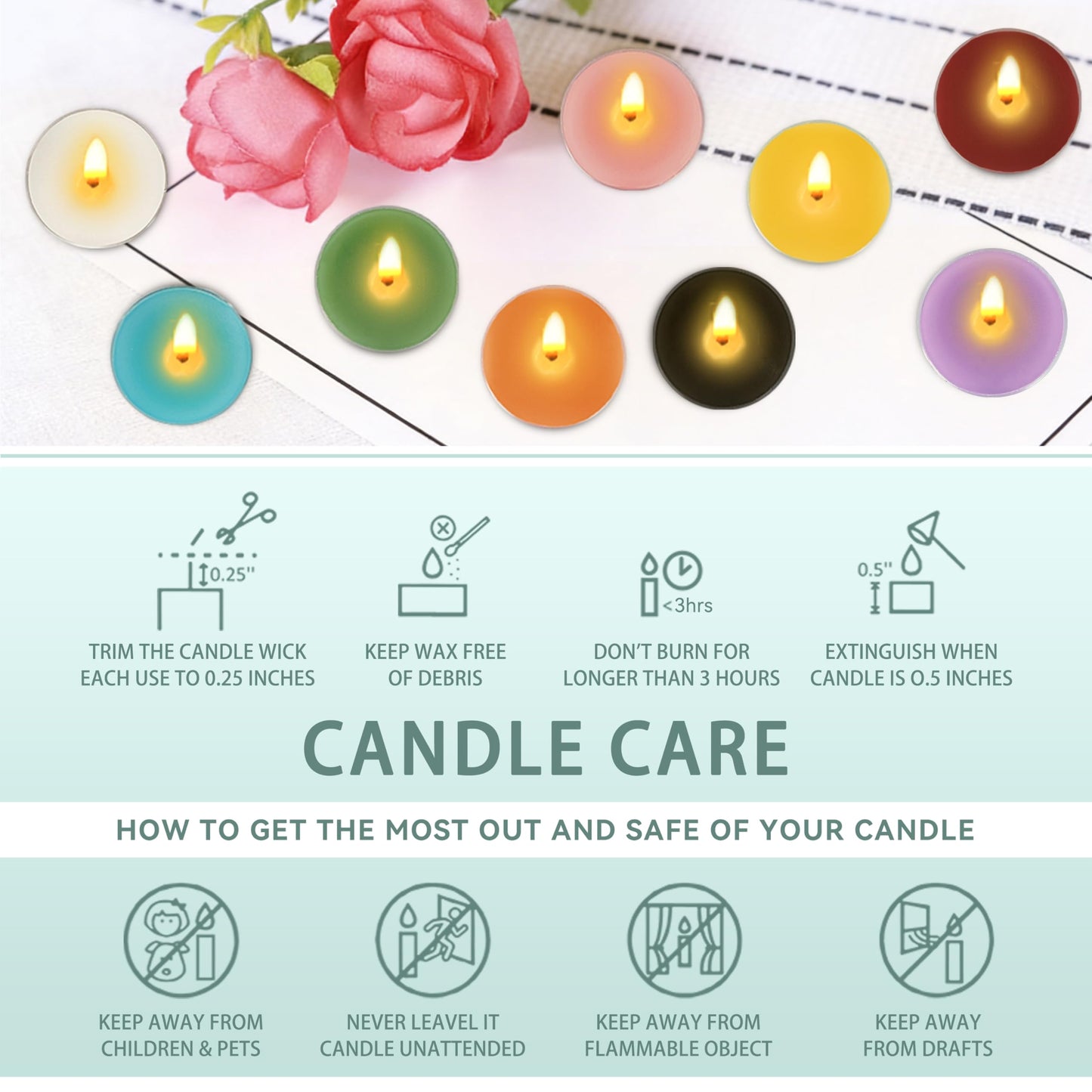 Rose Scented Tea Light Candles 12 Pack Gradient Pink Hand Poured Smokeless 4 Hours Clean Burning Small Round Tealight Candles for Mother's Day Meditation Romantic Dinners Wedding Cozy Evenings