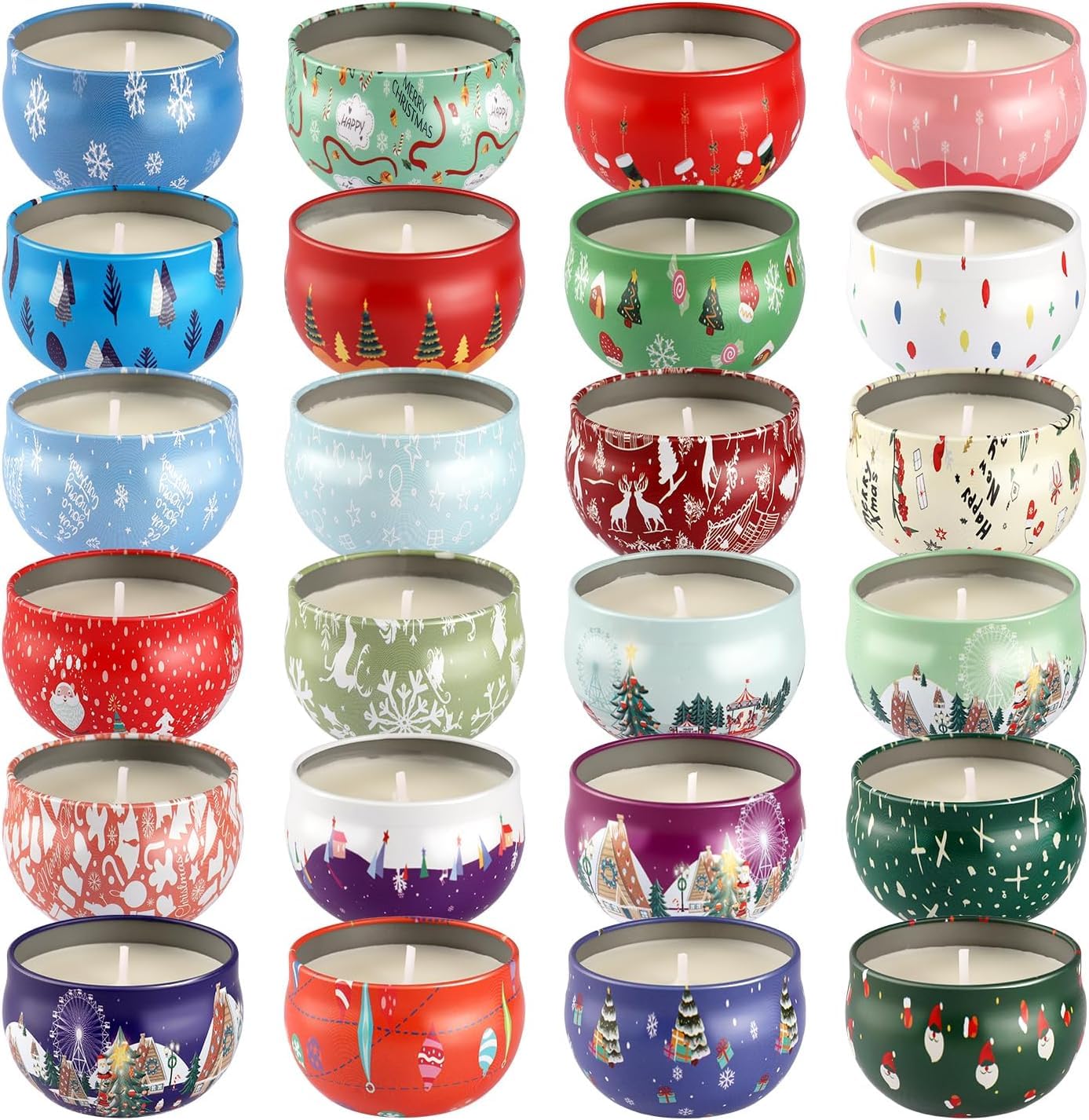 WPONSZU 24 Pack Christmas Scented Candles Gift Set for Woman, Jar Candle, 2.5 oz Soy Wax Tin Candle-Ideal Gift for Travel Home Décor
