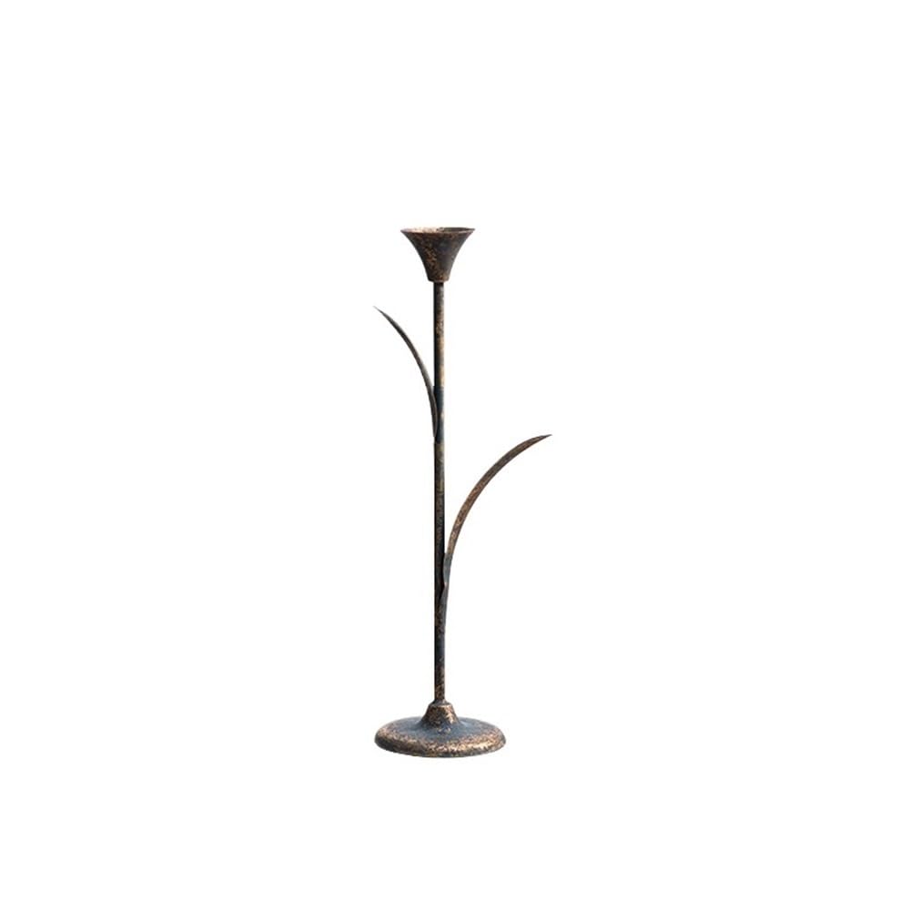 Candle Holders Retro Old Wrought Iron Candlestick Ornaments for Coffee Bars, Hotels, Dining Tables Decorative Candlestick(Small)