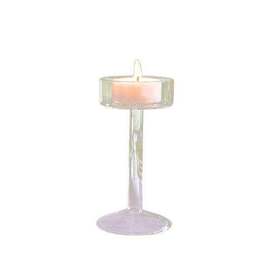 KUYWLMKMZZ Candlestick Holder Nordic Transparent Glass Candle Holder Table Top Decorative Candle Lamp Post Suitable for Living Room Dining Room Banquet Candle Holders (Color : A, Size : Medium)