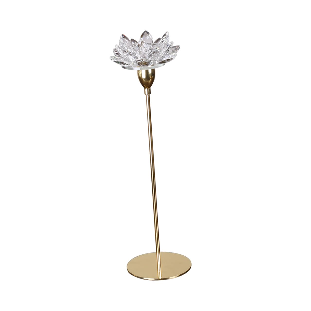 ABOOFAN Modern Metal Crystal Lotus Candle Holder Small Gold Decorative Candlestick for Wedding Tabletop and Dining Room Candlelight Dinner Decoration