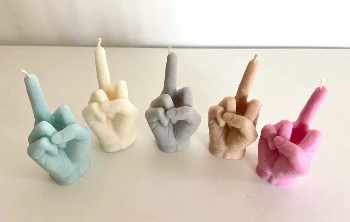 Middle Finger Candle, Homemade soy candle, Hand Fuck Candle, Teen Room Decor Candle, Funny Aeshetic Candle, Hippie Candle (White, POMEGRANATE)
