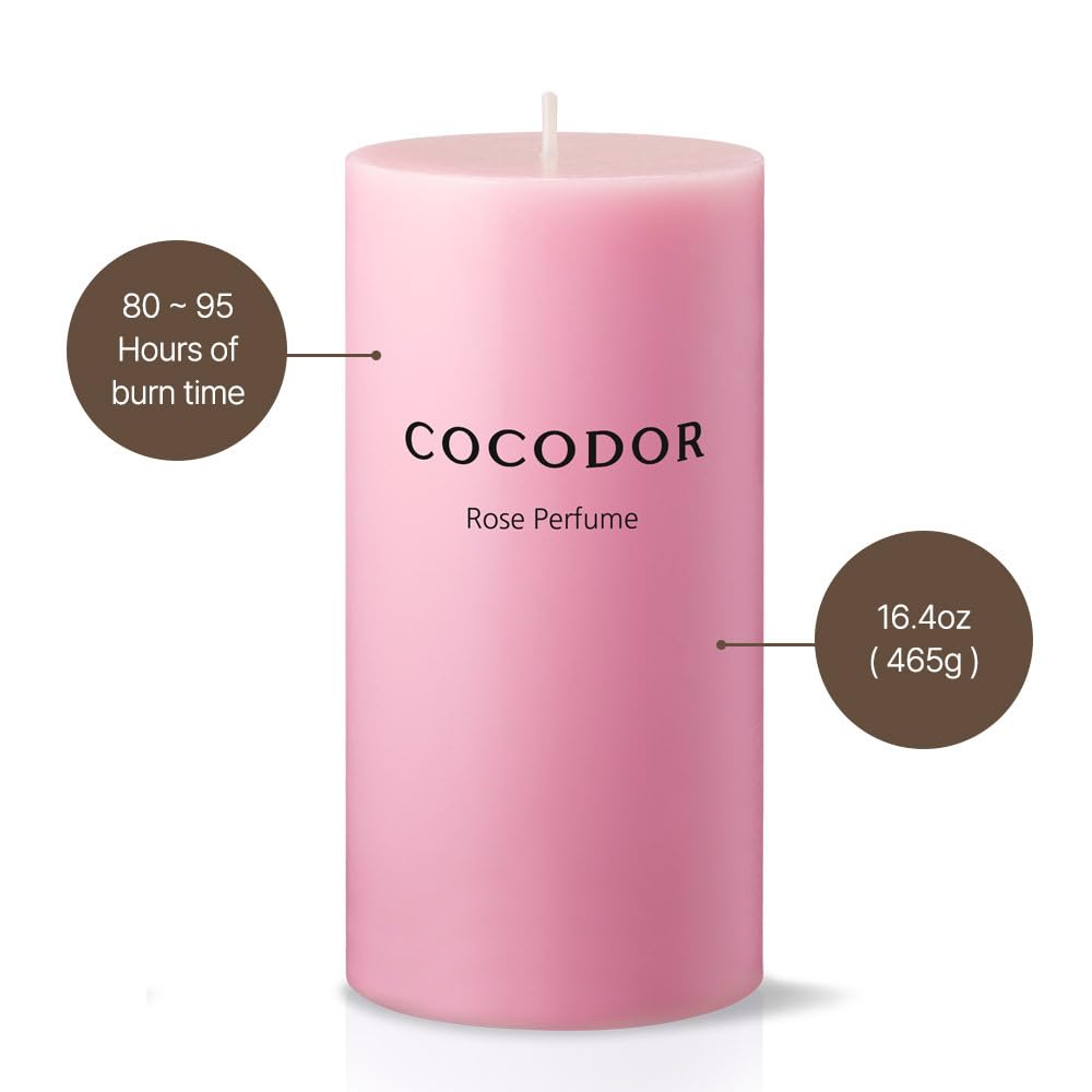 COCODOR Scented Pillar Candles, 3x6 Inch, French Lavender, Candle Set of 3, Long Buring 85 Hours, Candles for Weddings, Party, Dinner, Home Decor.
