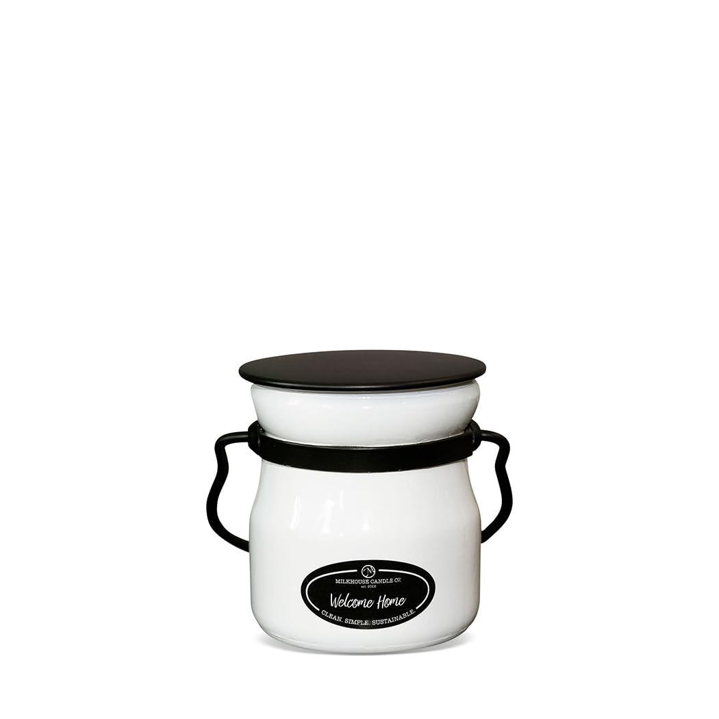 Milkhouse Candle Company Welcome Home Soy Candle - Hearth Fire | Baked Goods | Sweet Spice Scented - 5 oz Cream Jar with Lid, 35+ Hour Burn Time, Made in the USA