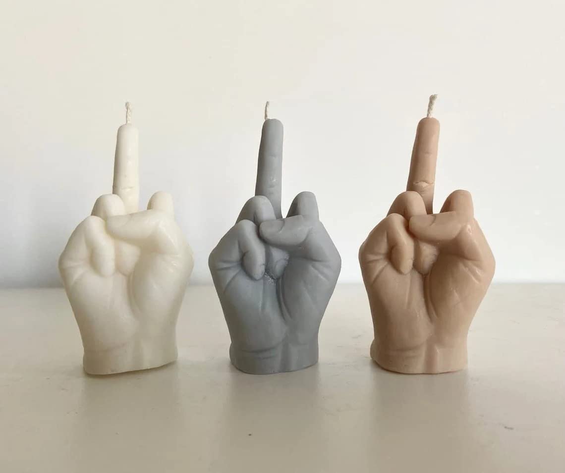 Middle Finger Candle, Homemade soy candle, Hand Fuck Candle, Teen Room Decor Candle, Funny Aeshetic Candle, Hippie Candle (White, POMEGRANATE)