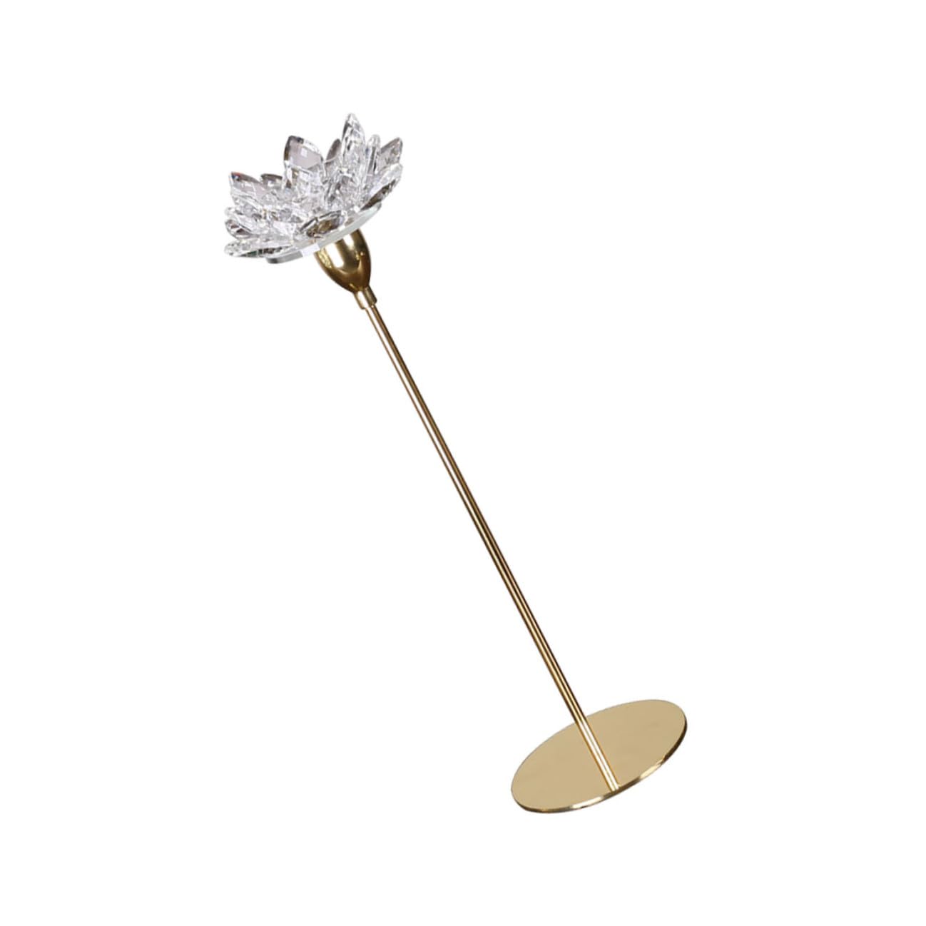 KICHOUSE Metal Crystal Lotus Candlestick Holder Small Gold, Simple Decorative Candle Stand for Wedding and Romantic Home Décor