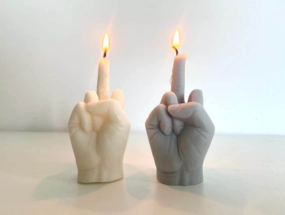 Middle Finger Candle, Homemade soy candle, Hand Fuck Candle, Teen Room Decor Candle, Funny Aeshetic Candle, Hippie Candle (White, POMEGRANATE)