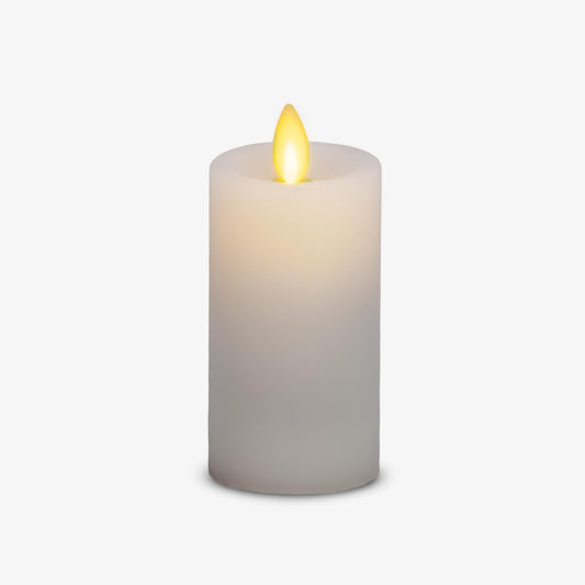 Luminara Classic Slim Flameless LED Candle, White 2" x 4.25", Battery Operated Moving Flame Pillar w/Timer, Safe Realistic Wax Candle, Home Decor