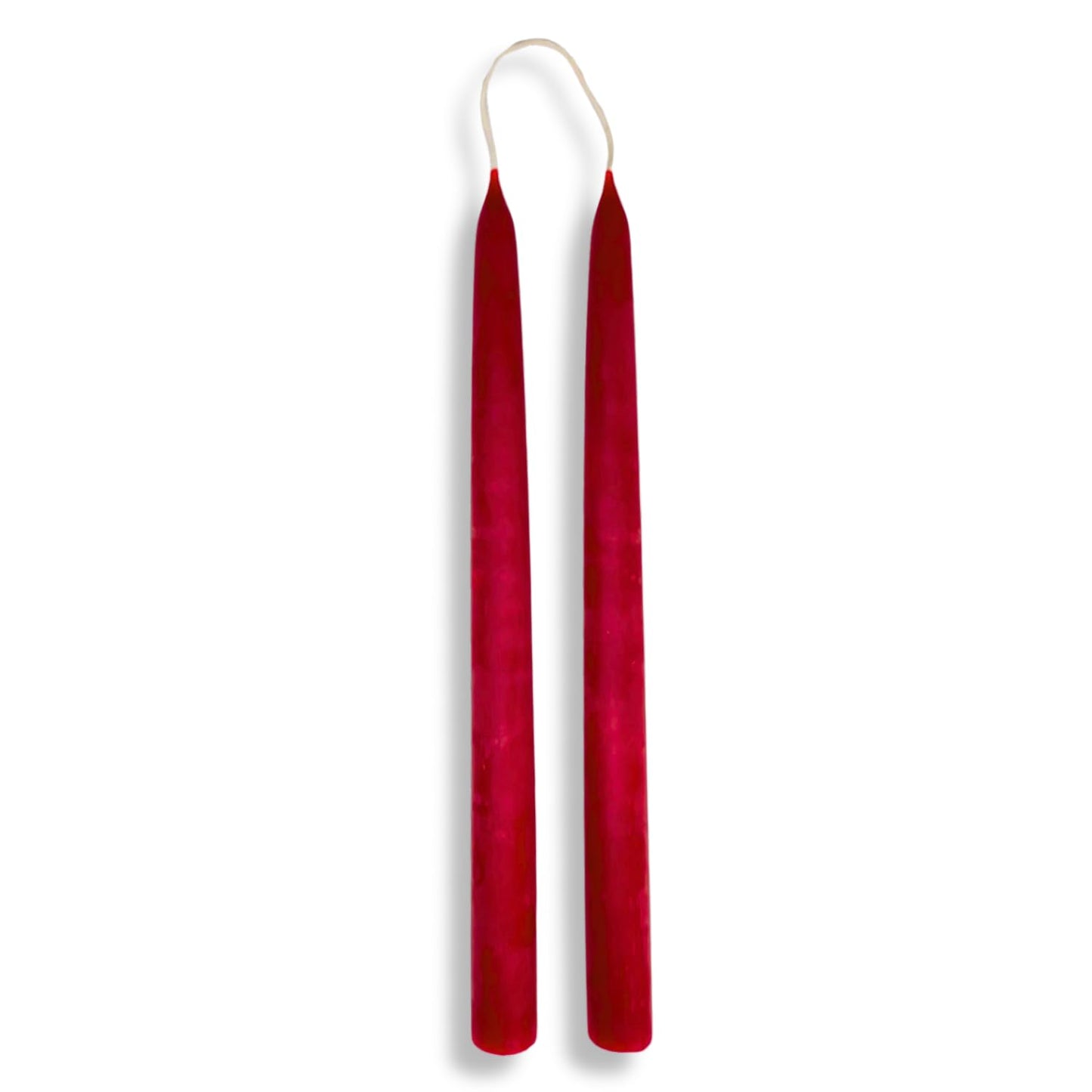 Candlestock Beeswax Taper Candles – Standard 7/8" Diameter, Pure 100% Natural USA Beeswax, Cotton Wick, Dripless, Long-Burning, Handmade in Woodstock, NY- 12 Inches - 1 Pair (2 Candles) - Rose Red