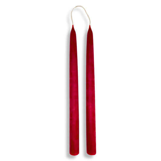 Candlestock Beeswax Taper Candles – Standard 7/8" Diameter, Pure 100% Natural USA Beeswax, Cotton Wick, Dripless, Long-Burning, Handmade in Woodstock, NY- 12 Inches - 1 Pair (2 Candles) - Rose Red