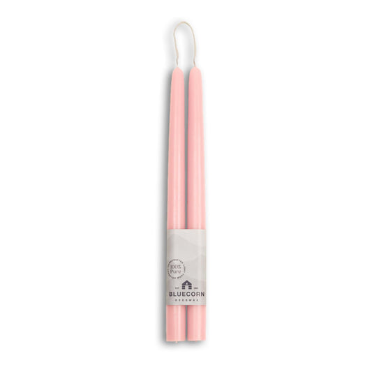 Bluecorn Beeswax Taper Candles, 100% Pure Natural Bees Wax, Pair of 12 Inch Light Pink Tapered Candlesticks, Clean Burning & Dripless, Fragrance Free, Long Lasting, Home Decor, American Made,1 Count