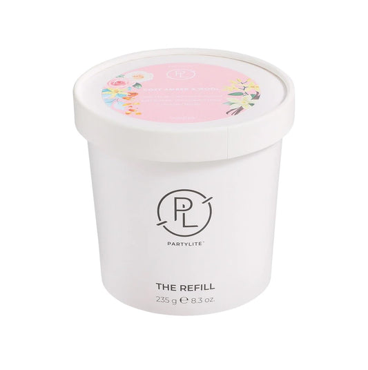 PartyLite Cozy Amber & Wool Scented Candle Refill, Notes of Whipped Vanilla & Soft Suede with Cozy Musk, 10oz 1-Wick Aromatherapy Candle, Upto 40 Hours of Luxury Fragrance, Sustainable Premium Soy Wax